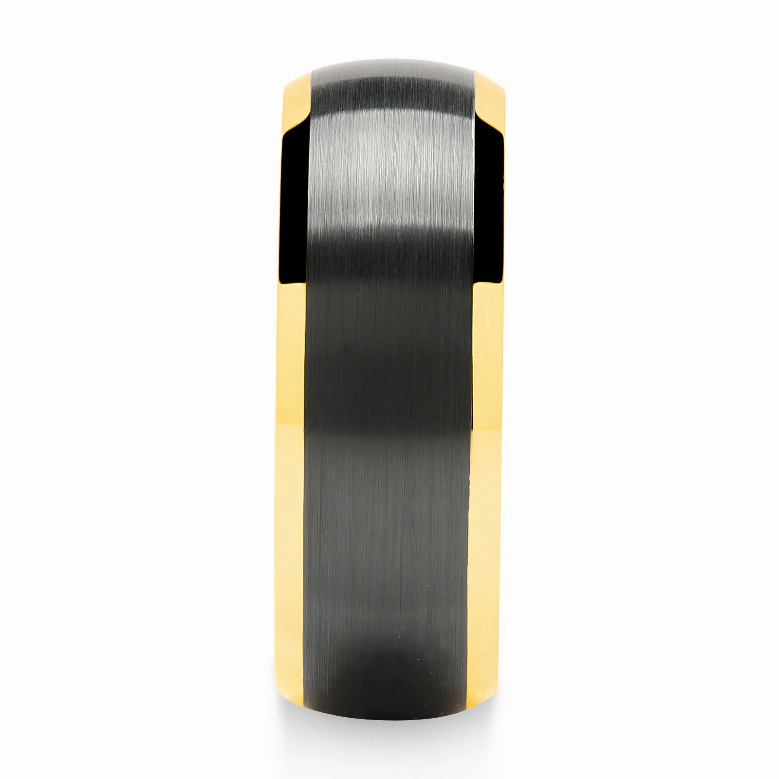 Chic Statement Tungsten Rings Wedding Band Black Matte Gold Dome Edge Sizes 6-16