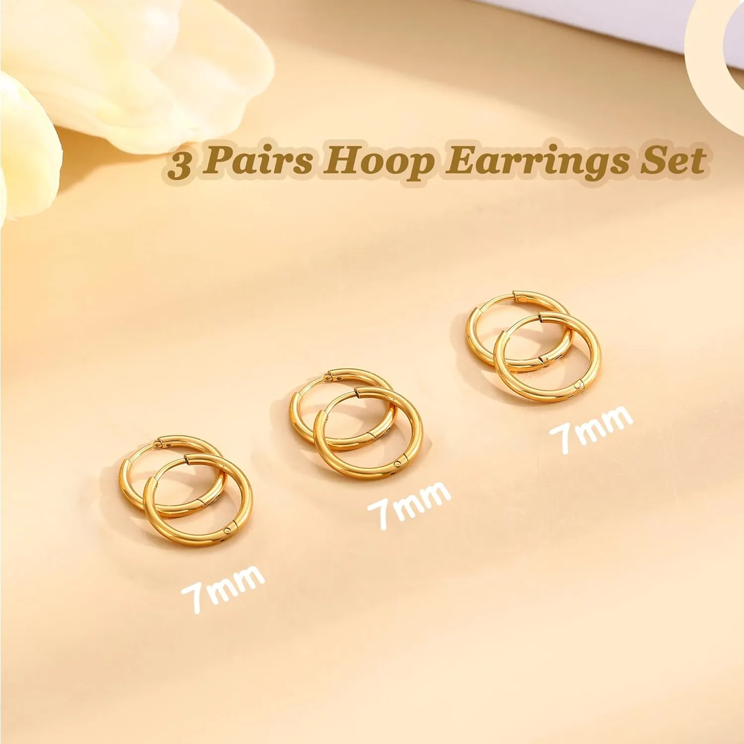 ORAZIO Small Hoop Earrings for Women - 316L Stainless Steel Small Hoops Earrings Set 14K Real Gold Plated Huggie Earring Sets Lightweight Cartilage Piercings Jewelry 18 Gauge Huggie for Sensitive Ears Men Women Gold Silver Black 6-12MM