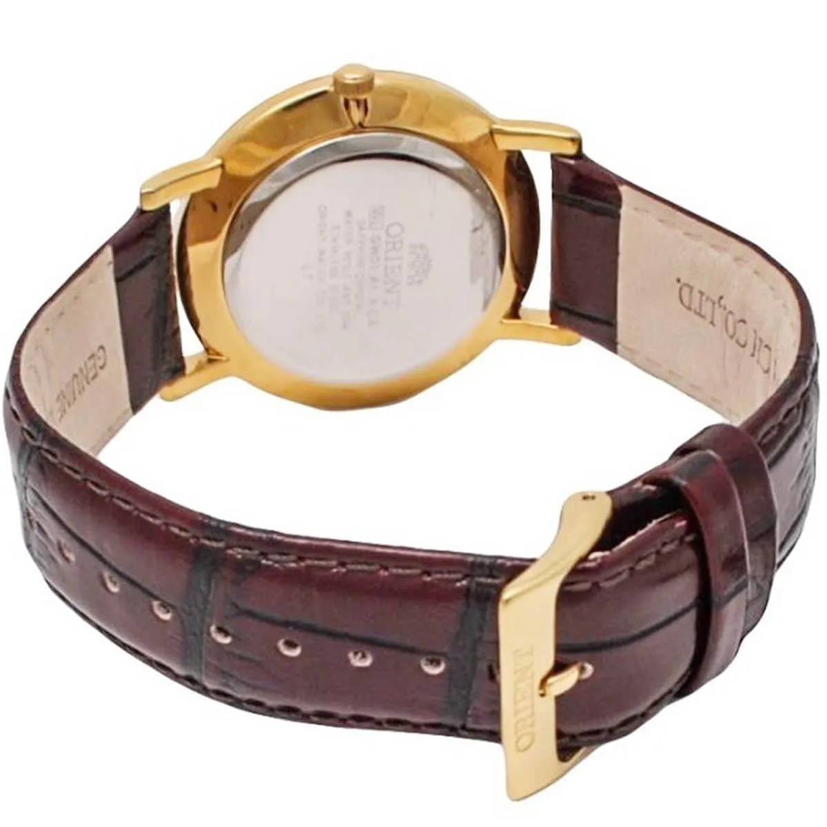 Orient Men's Quartz Watch - Classic White Dial Brown Leather Strap Date | FGW01008W0