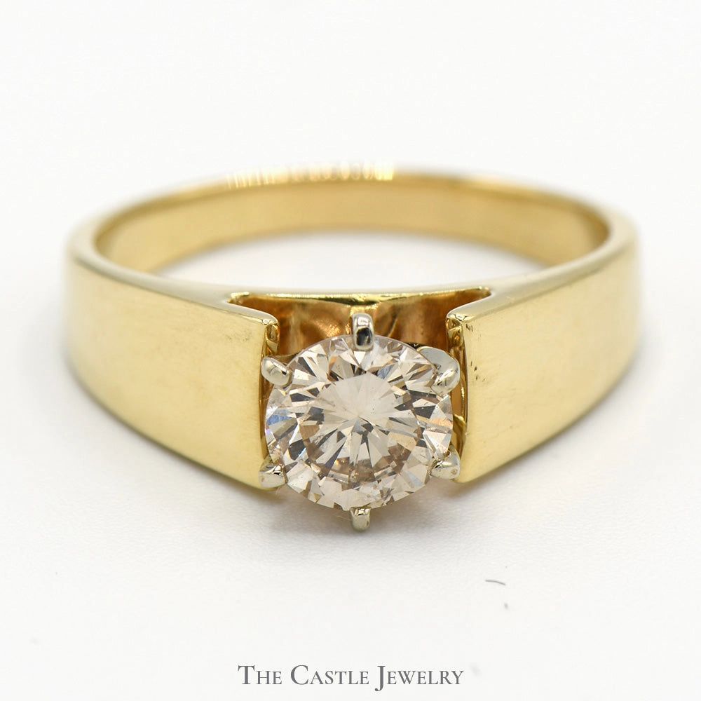 Eternal Ornament 1.12ct Light Brown SI1 Diamond Solitaire Engagement Ring in 14k Yellow Gold Cathedral Mounting