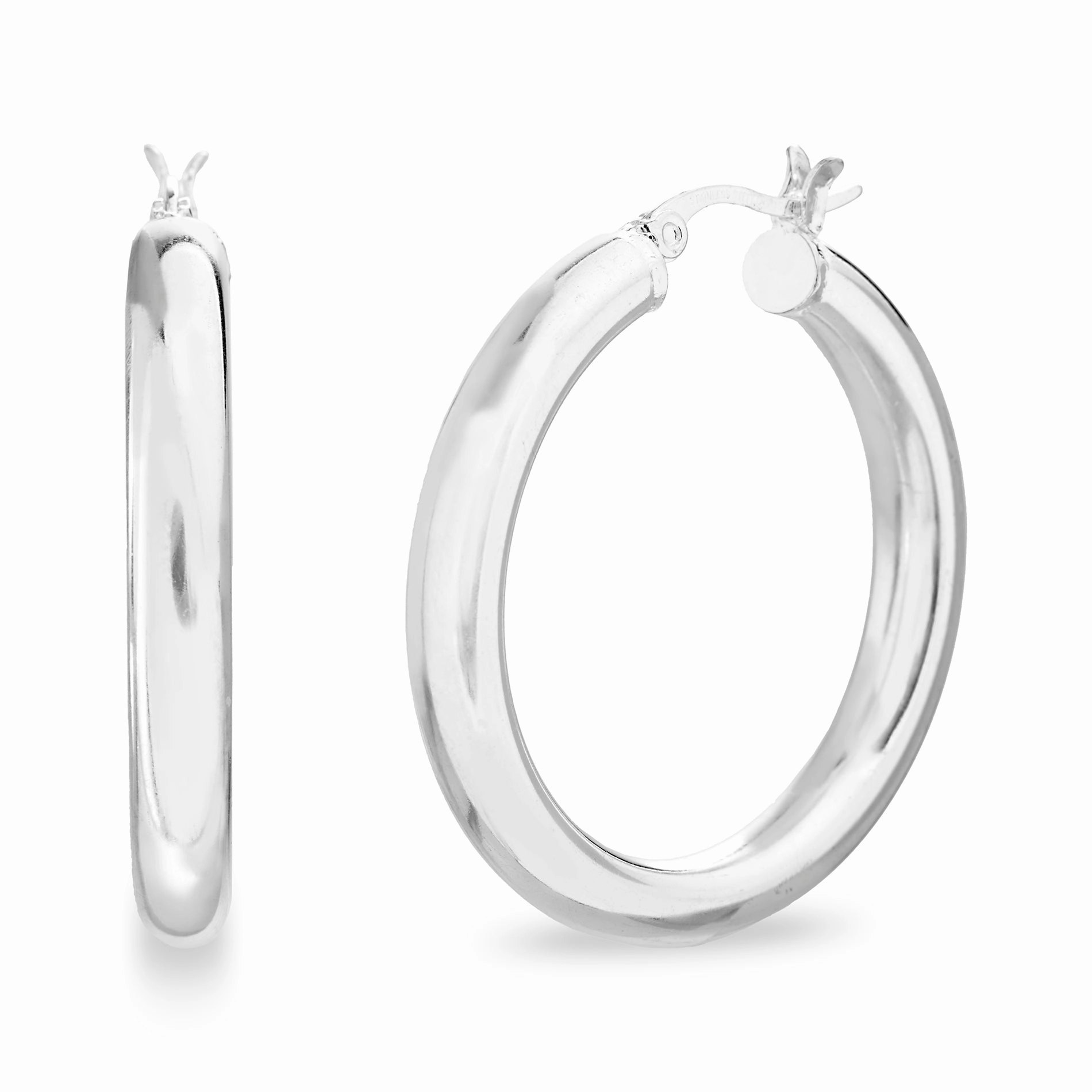 Lesa Michele High Polished 35mm Rounded Hoop Earrings Chic Item Simple Finish