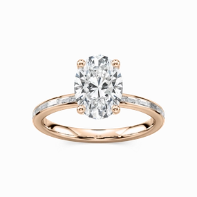 Travel Gift Clea Oval Lab Grown Diamond Channel Set Baguette Side Stone Engagement Ring