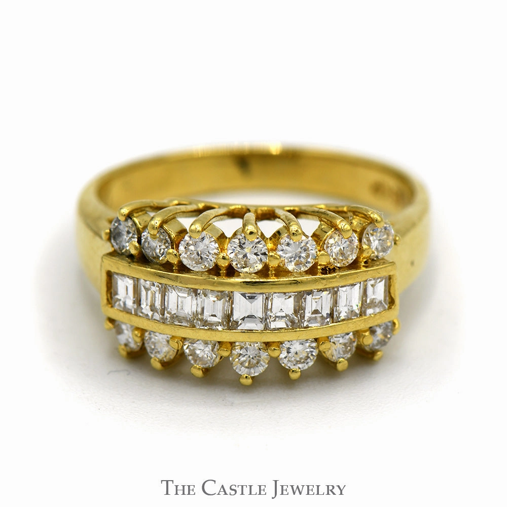 Channel Set Baguette Diamond Ring with Round Accents in 18K Gold Custom Work