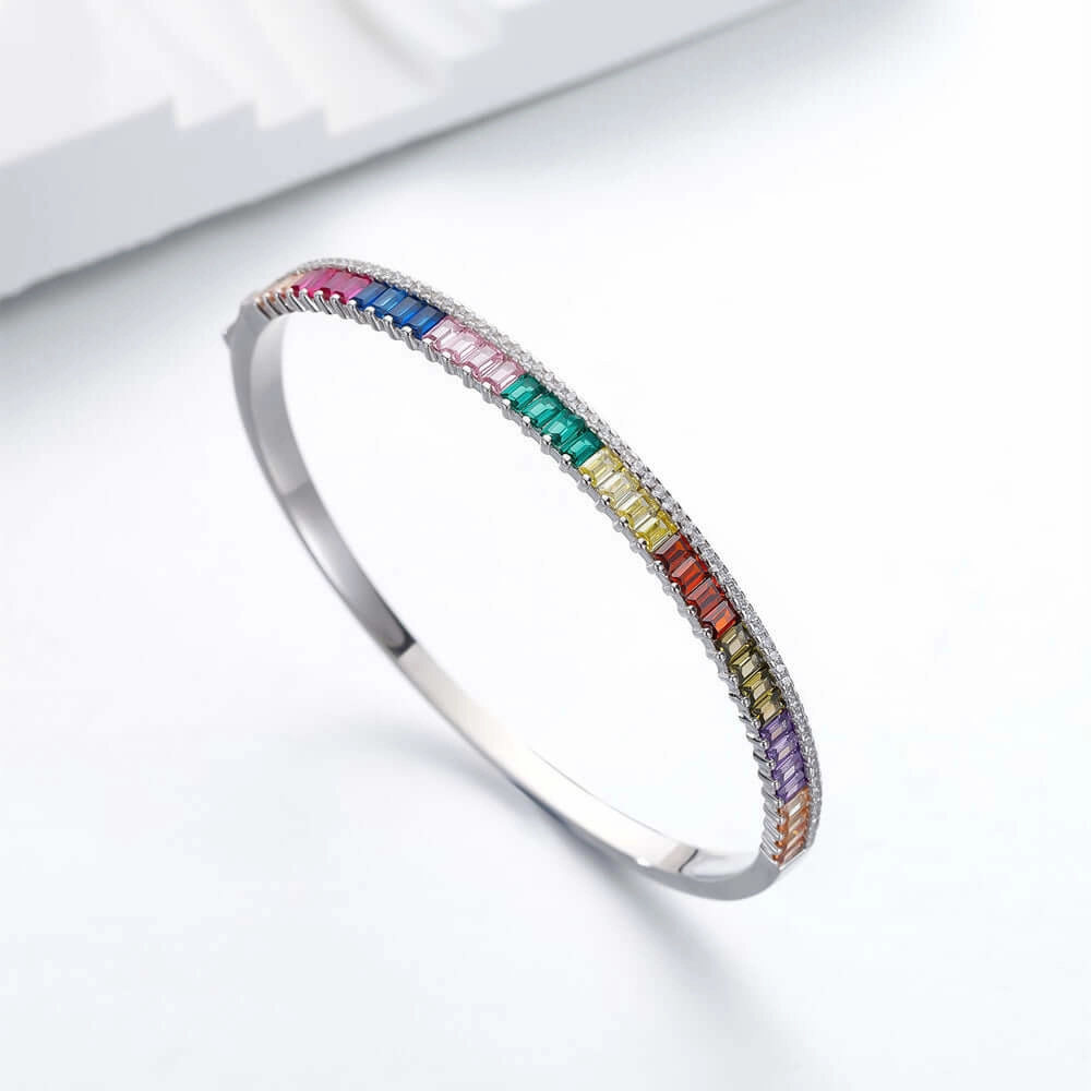 Oval Colored Diamond Sterling Silver Tennis Bracelet Multi-View