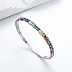 Oval Colored Diamond Sterling Silver Tennis Bracelet Multi-View