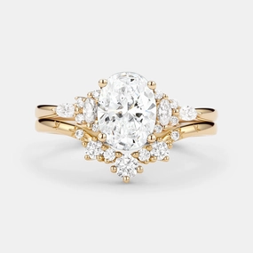 Oval Cut Lab Grown Diamond Engagement Ring Sets 2pcs Crisp Shine