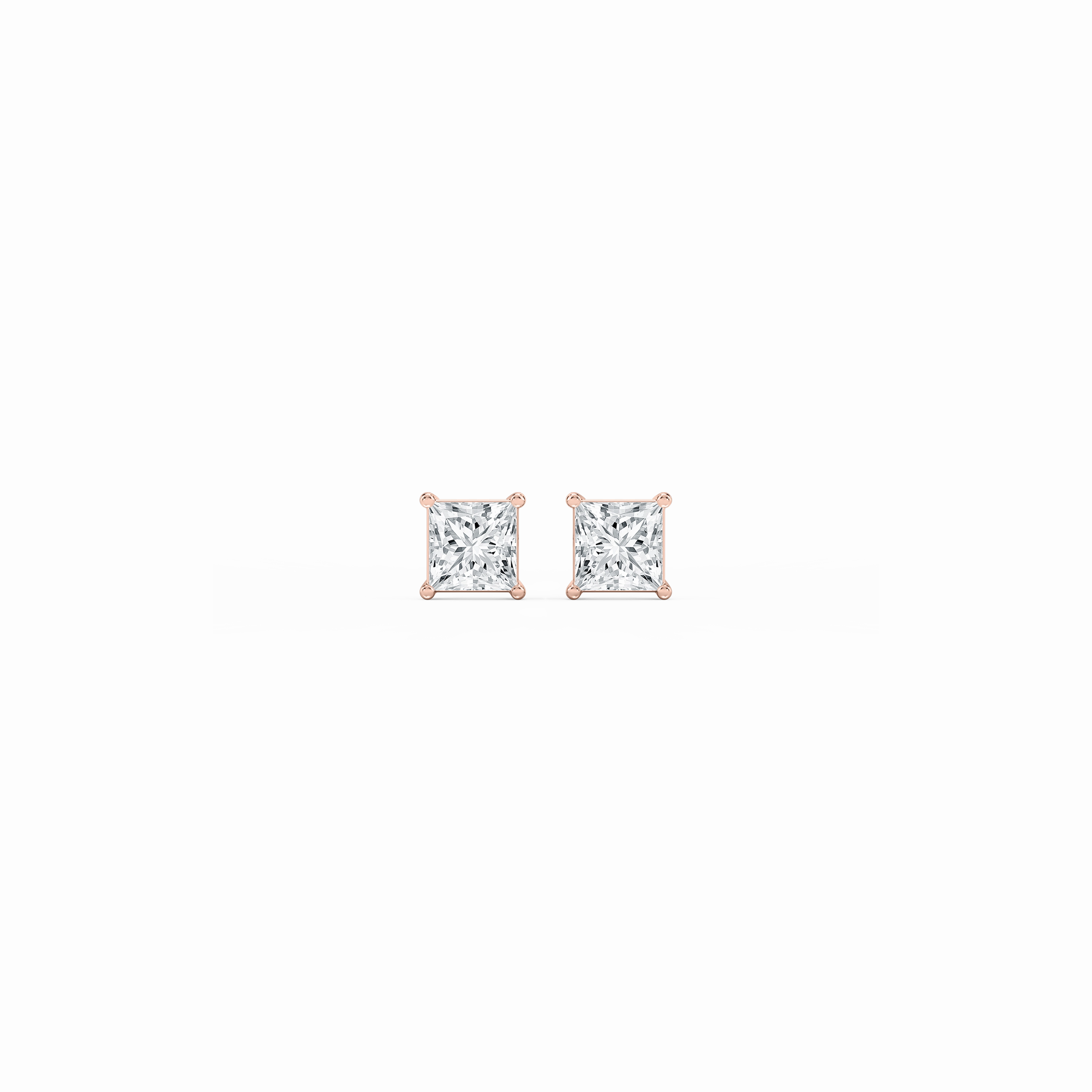 Princess Lab Grown Diamond Classic Four Prong Basket Threaded Stud Earrings Luxurious Creation Comfortable Selection
