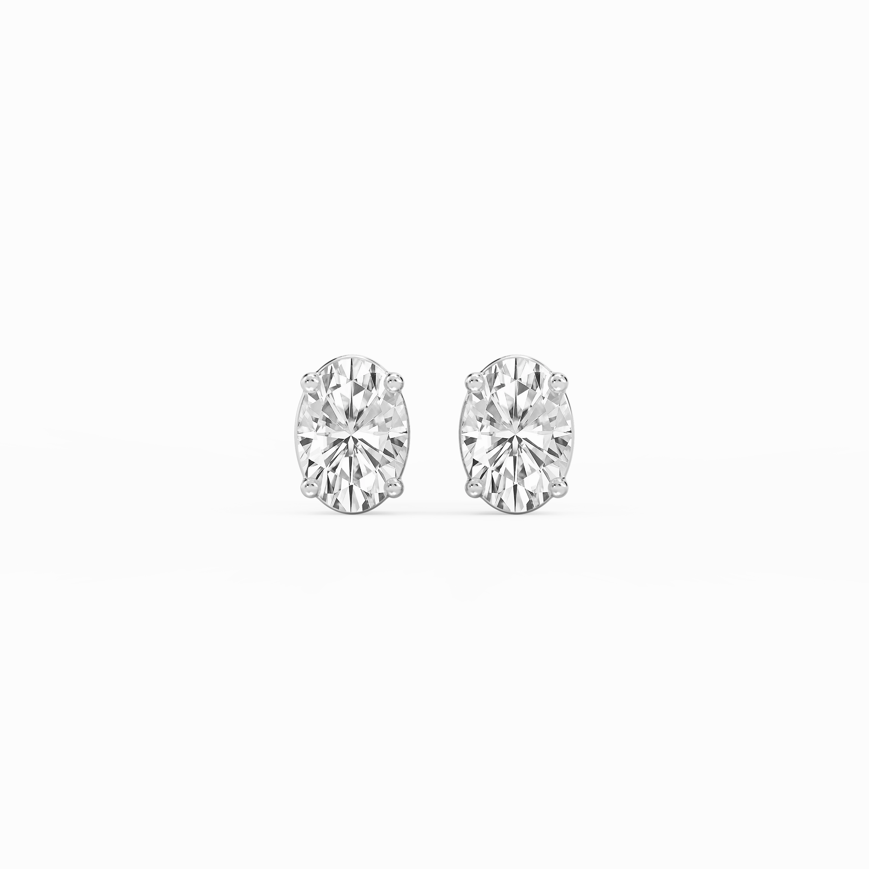 Oval Lab Grown Diamond Classic Four Prong Stud Earrings Circular Jewelry Luxurious Finish