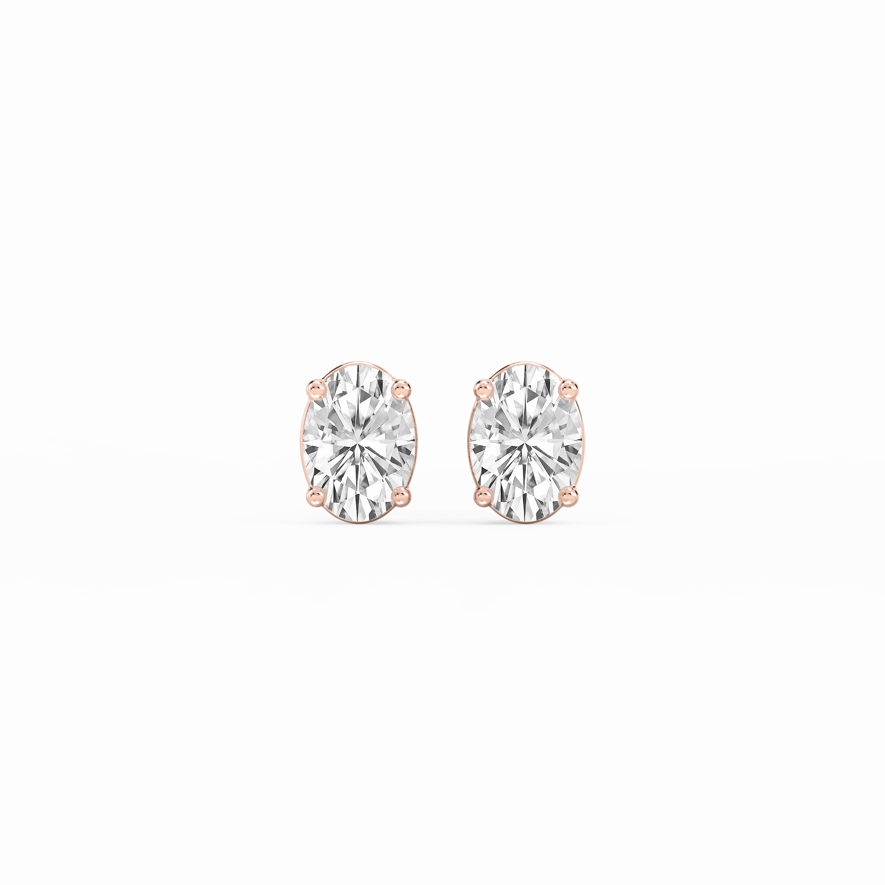Beautiful Design Oval Lab Grown Diamond Classic Four Prong Stud Earrings
