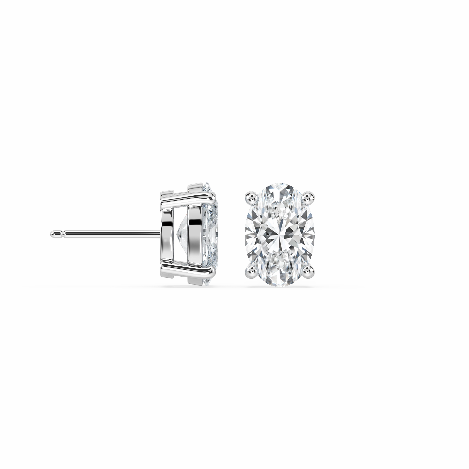 Chic Product Oval Lab Grown Diamond Four Prong Stud Earrings