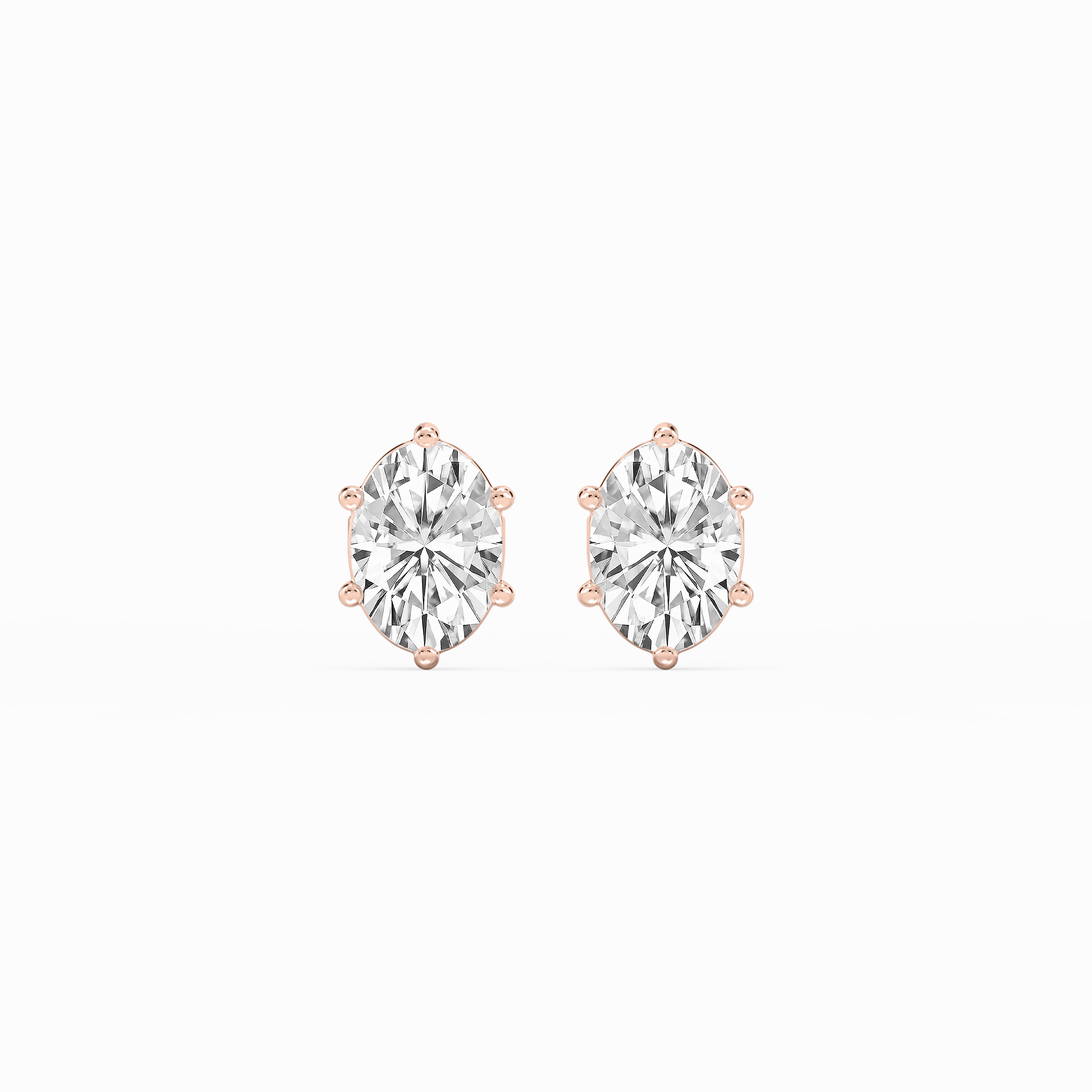 Oval Lab Grown Diamond Six Prong Basket Stud Earrings Handsome Item