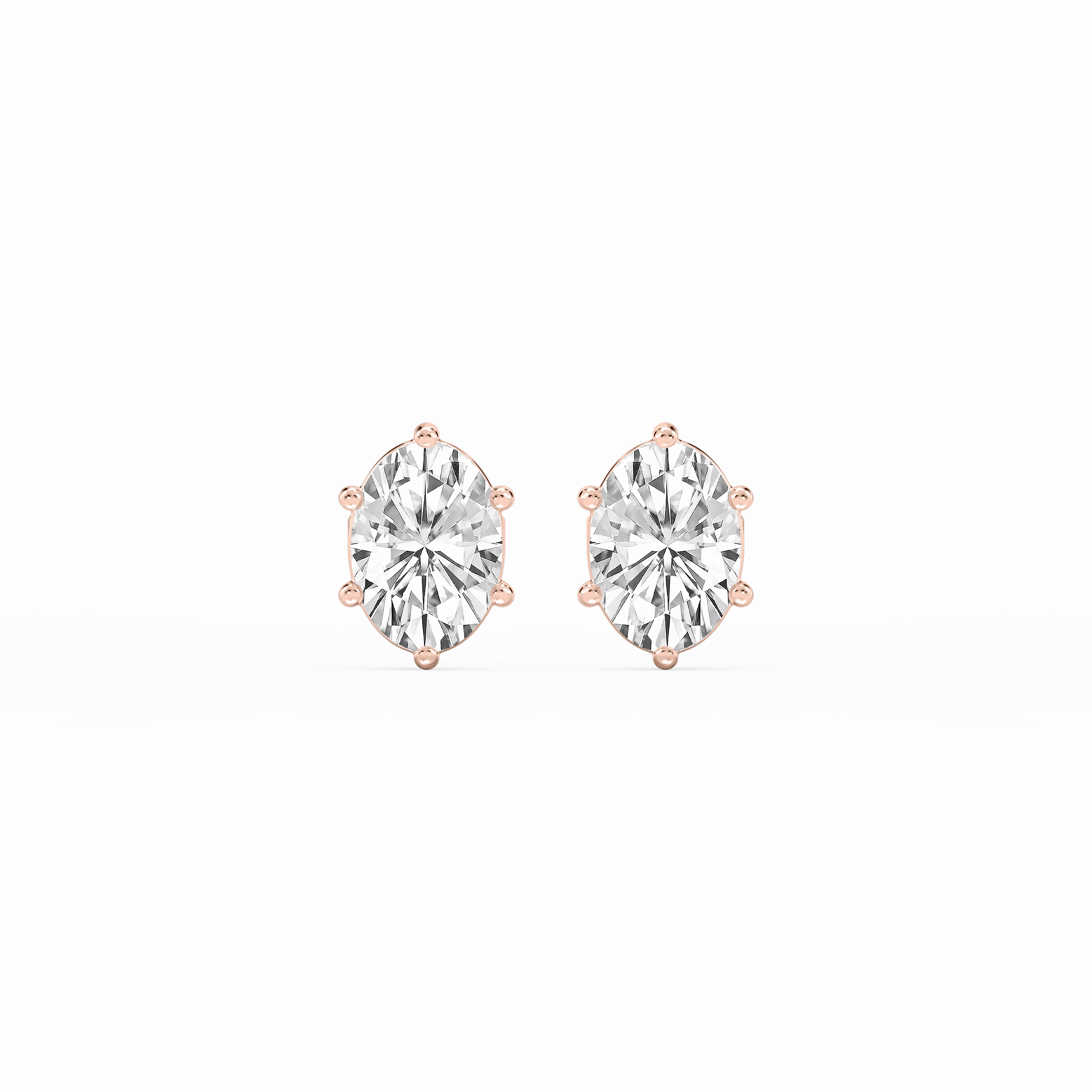 Rustic Decoration Oval Lab Grown Diamond Six Prong Basket Stud Earrings