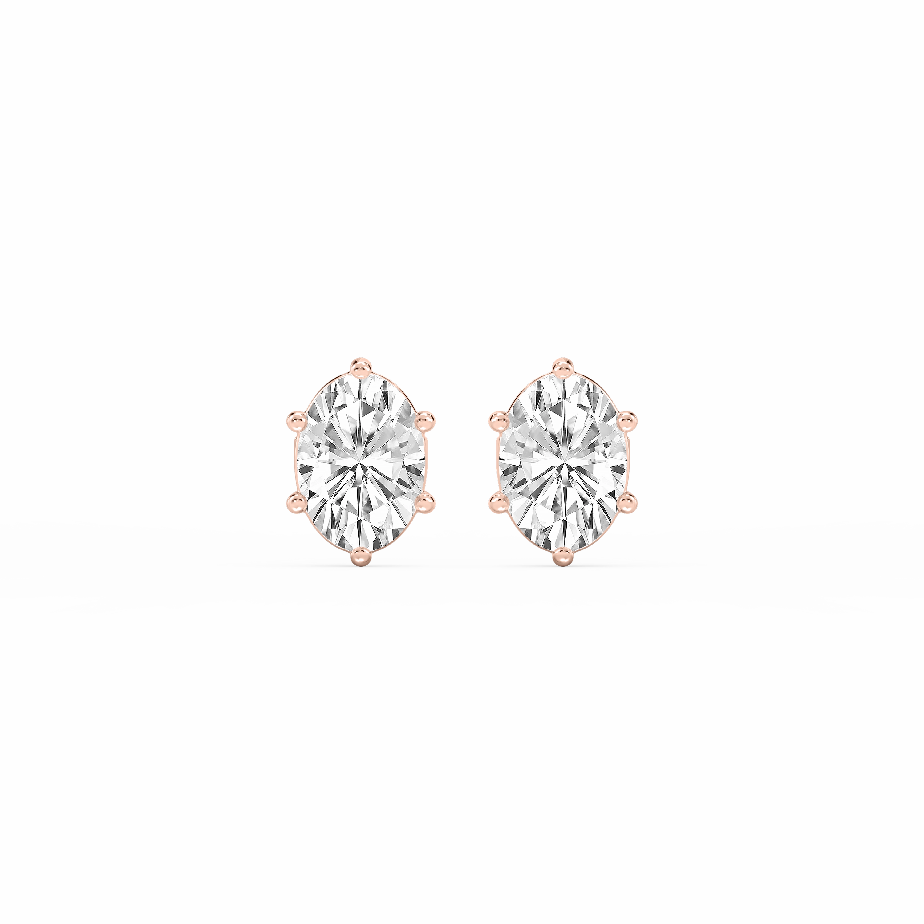 Simple Embellishment Polished Appearance Oval Lab Grown Diamond Six Prong Basket Stud Earrings