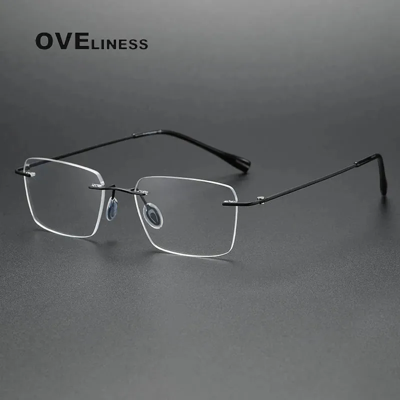 Oveliness Unisex Rimless Square Titanium Eyeglasses 80965