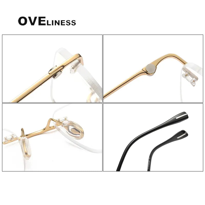Oveliness Unisex Rimless Square Titanium Eyeglasses 80965