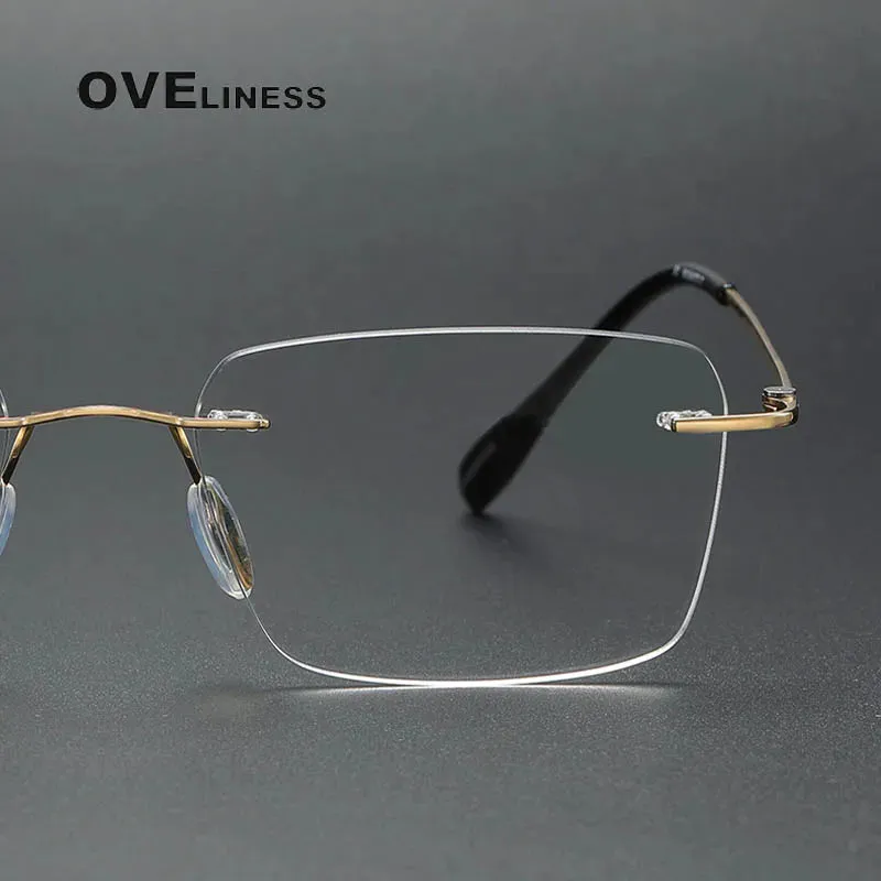 Oveliness Unisex Rimless Square Titanium Eyeglasses 80965