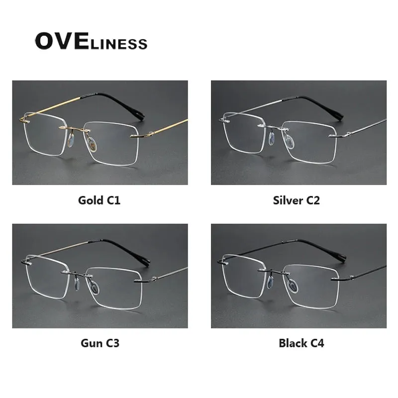 Oveliness Unisex Rimless Square Titanium Eyeglasses 80965