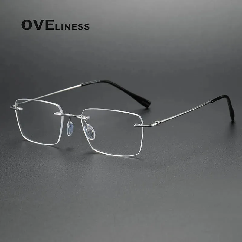 Oveliness Unisex Rimless Square Titanium Eyeglasses 80965