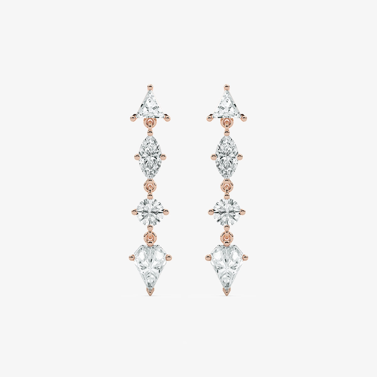 Office Ornament Comfortable Piece 3 3/? ctw Triangle, Marquise, Shield, and Round Lab Grown Diamond Dangle Earrings