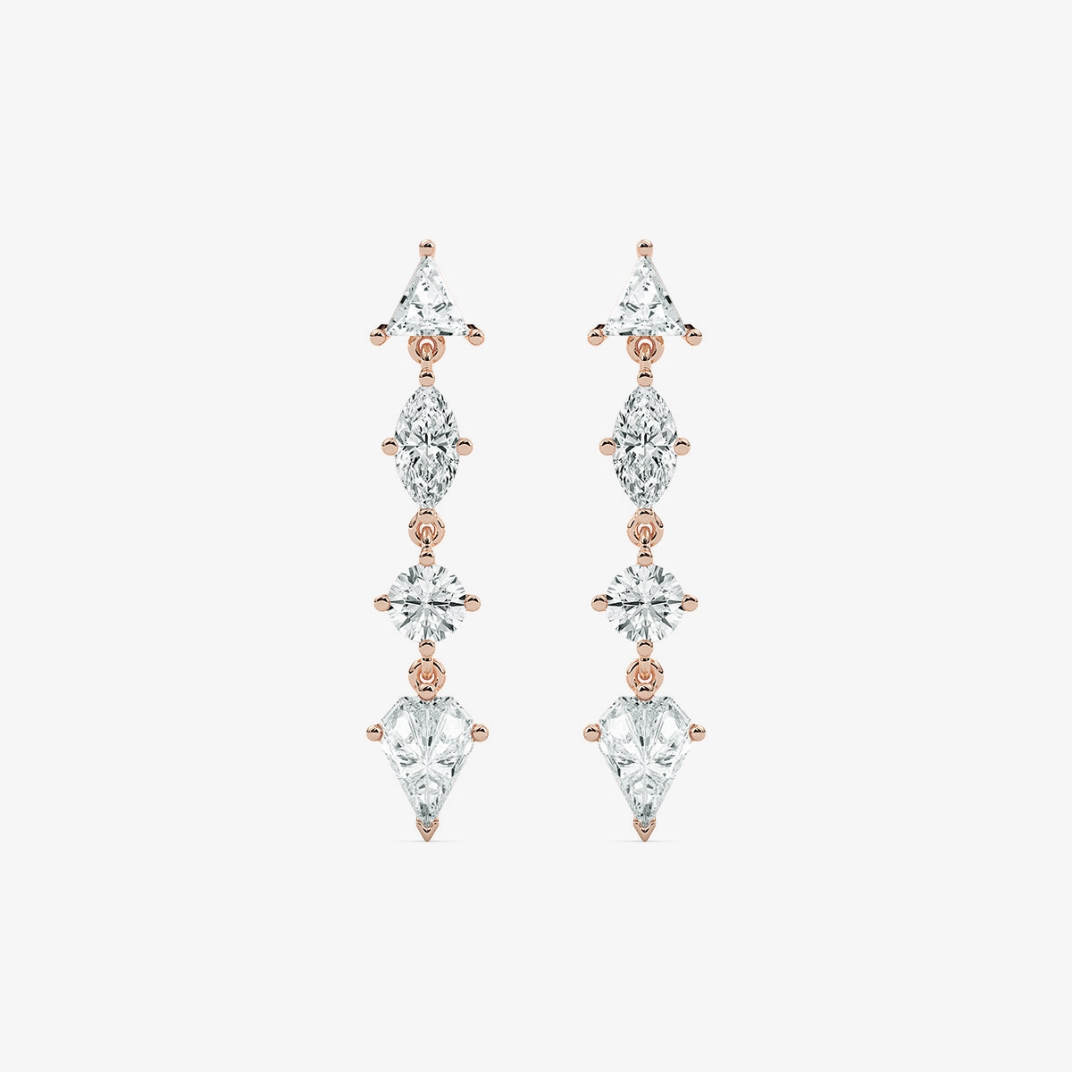 Petite Piece Secure Ornament 3 3/? ctw Triangle, Marquise, Shield, and Round Lab Grown Diamond Dangle Earrings