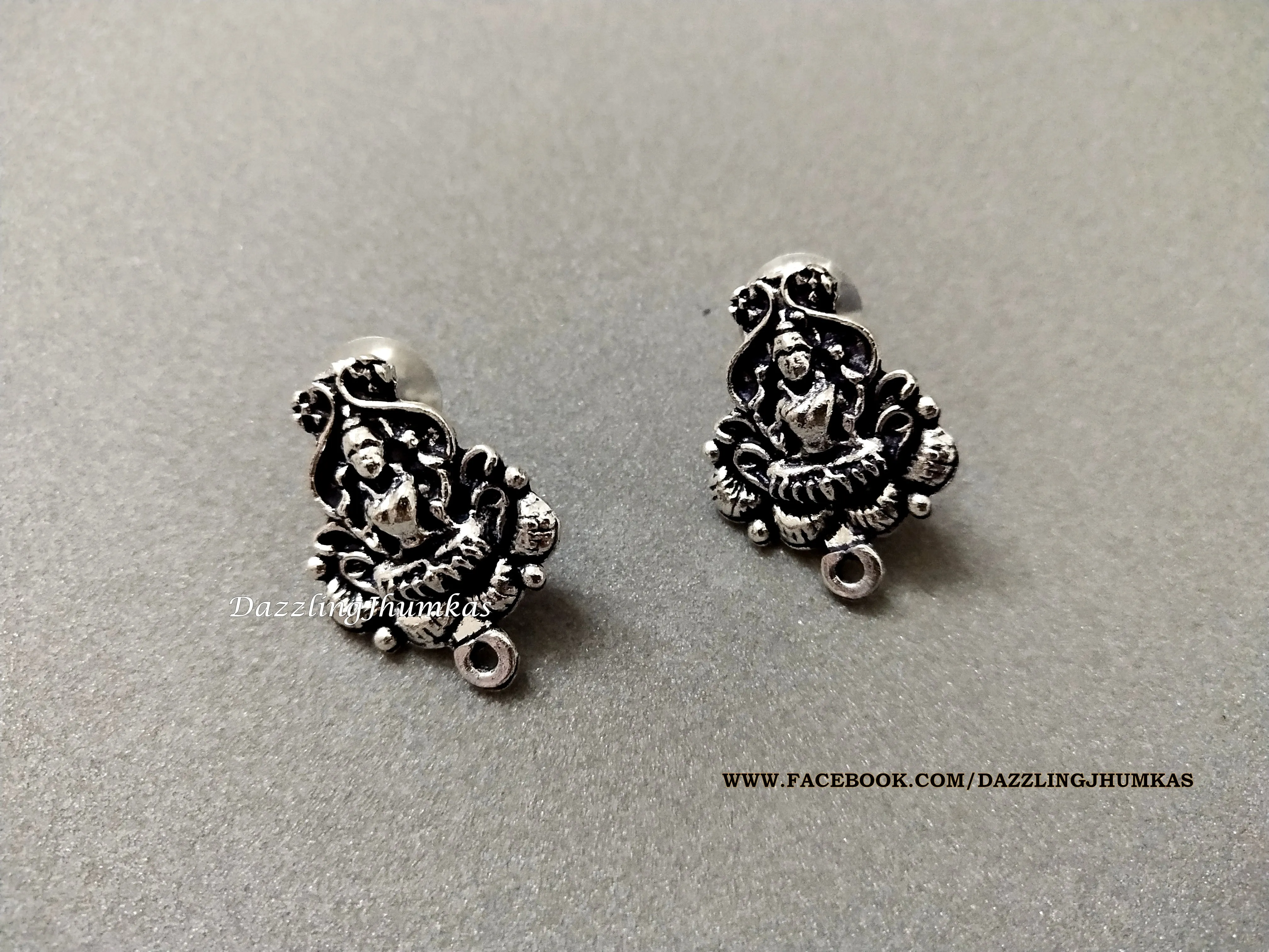 Oxidised Silver Long Lakshmi Temple Haram - German Silver Indian Jewelry