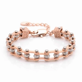 Created To Suit Prestigious Combinations Cycolinks Womens Charm Rose Gold Crystal Bracelet