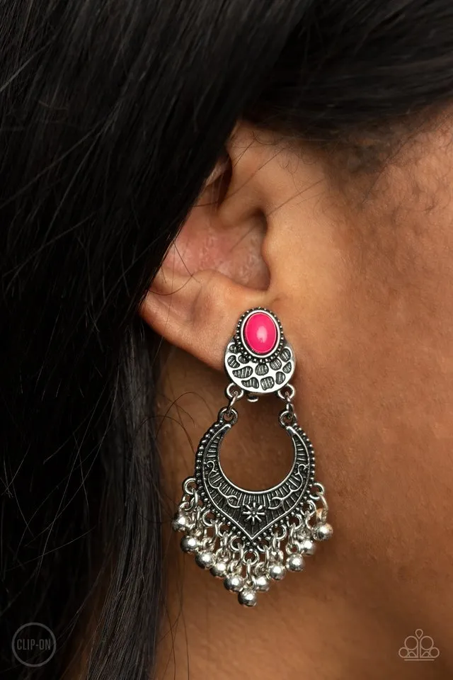 Paparazzi Earring ~ Summery Gardens - Pink