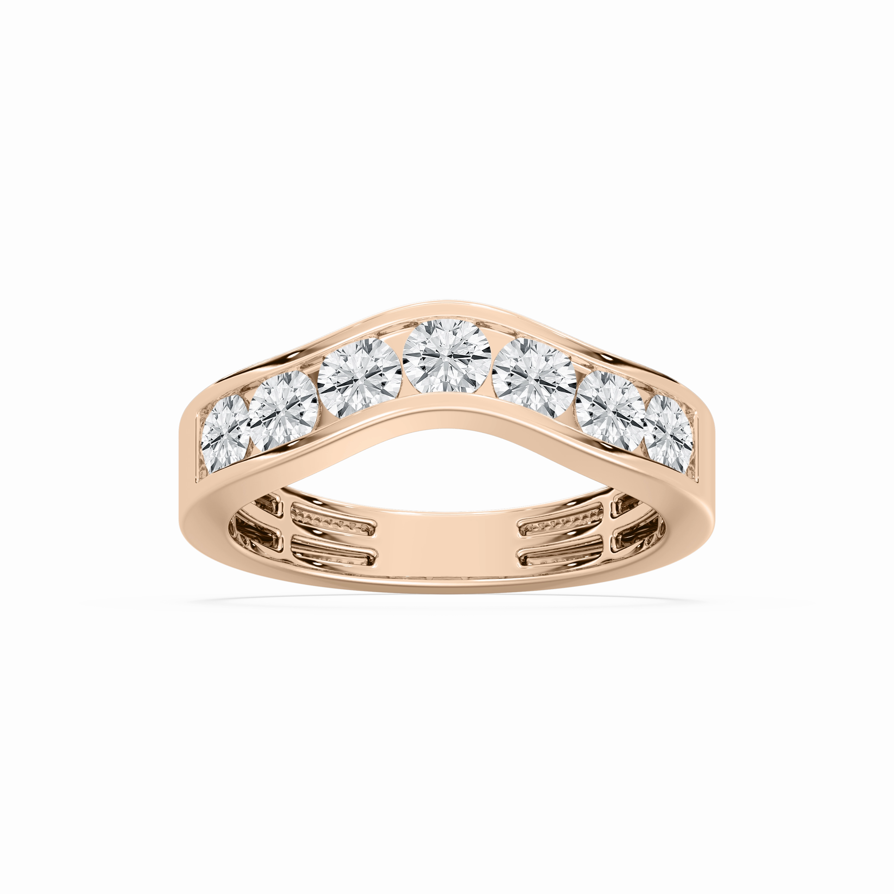 Stylish Object Exclusive Adornment Parker 1 ctw Round Lab Grown Diamond Channel Set Curved Band