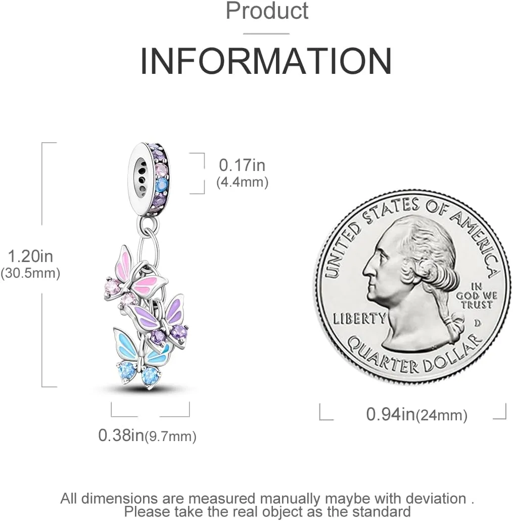 Parmuz Charms for Bracelets 925 Sterling Silver Butterfly summer travel Ocean Lucky charm beads Pendant Jewelry for Woman Mom