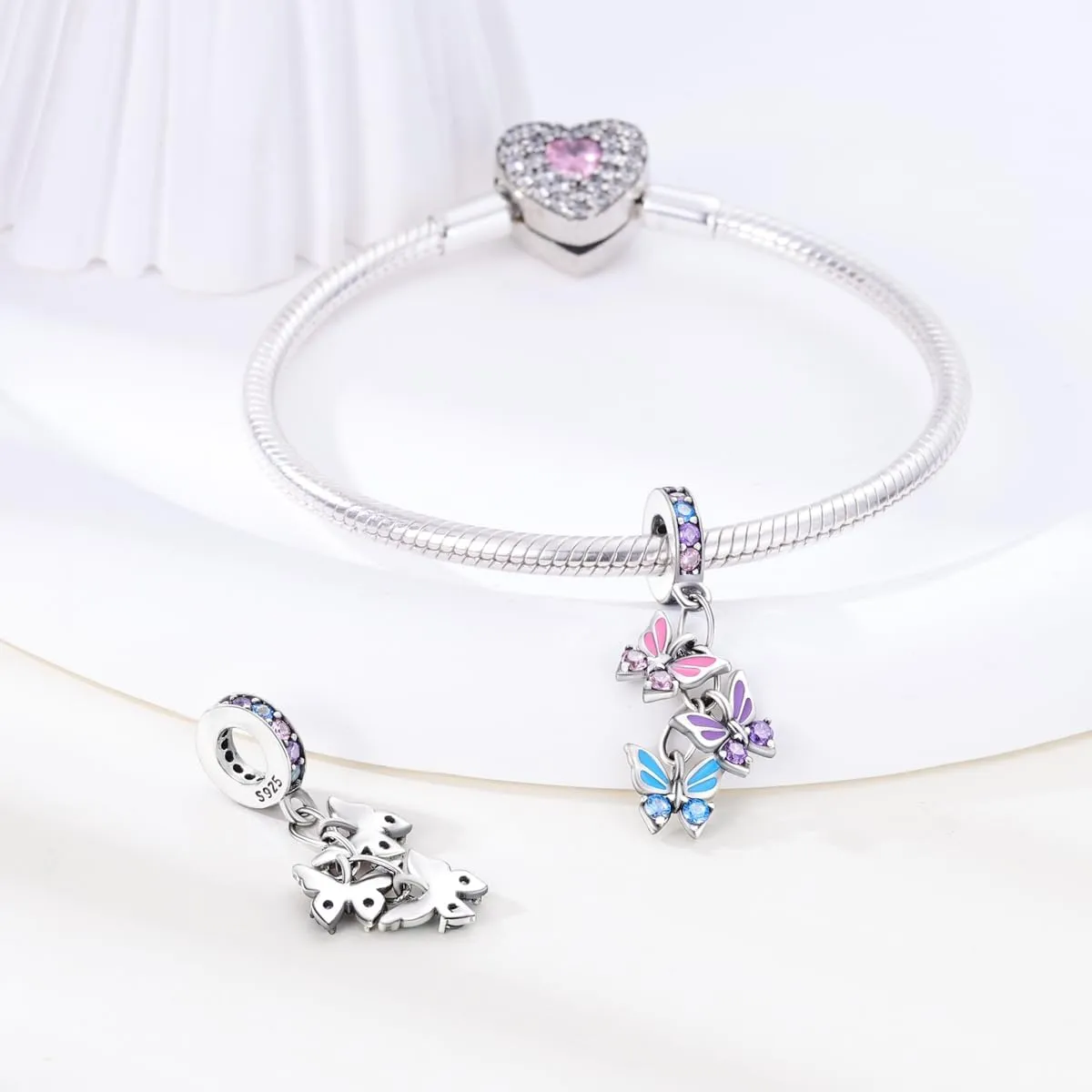 Parmuz Charms for Bracelets 925 Sterling Silver Butterfly summer travel Ocean Lucky charm beads Pendant Jewelry for Woman Mom