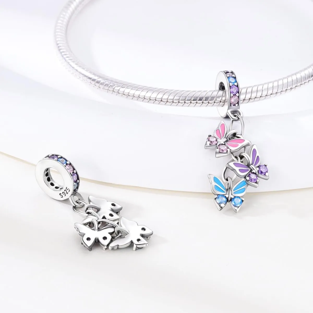 Parmuz Charms for Bracelets 925 Sterling Silver Butterfly summer travel Ocean Lucky charm beads Pendant Jewelry for Woman Mom