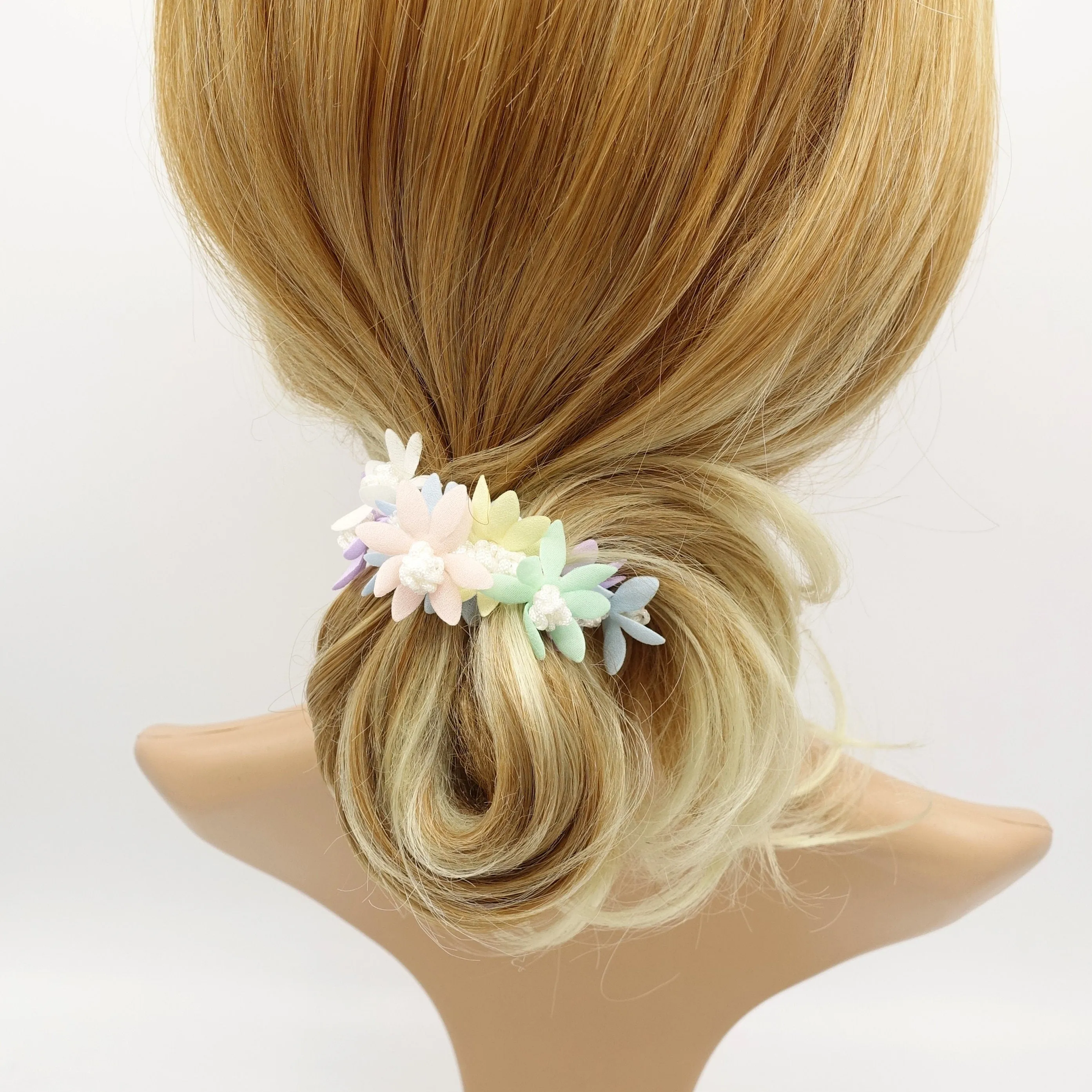 pastel flower petal scrunchies hair elastic scurnchie for women