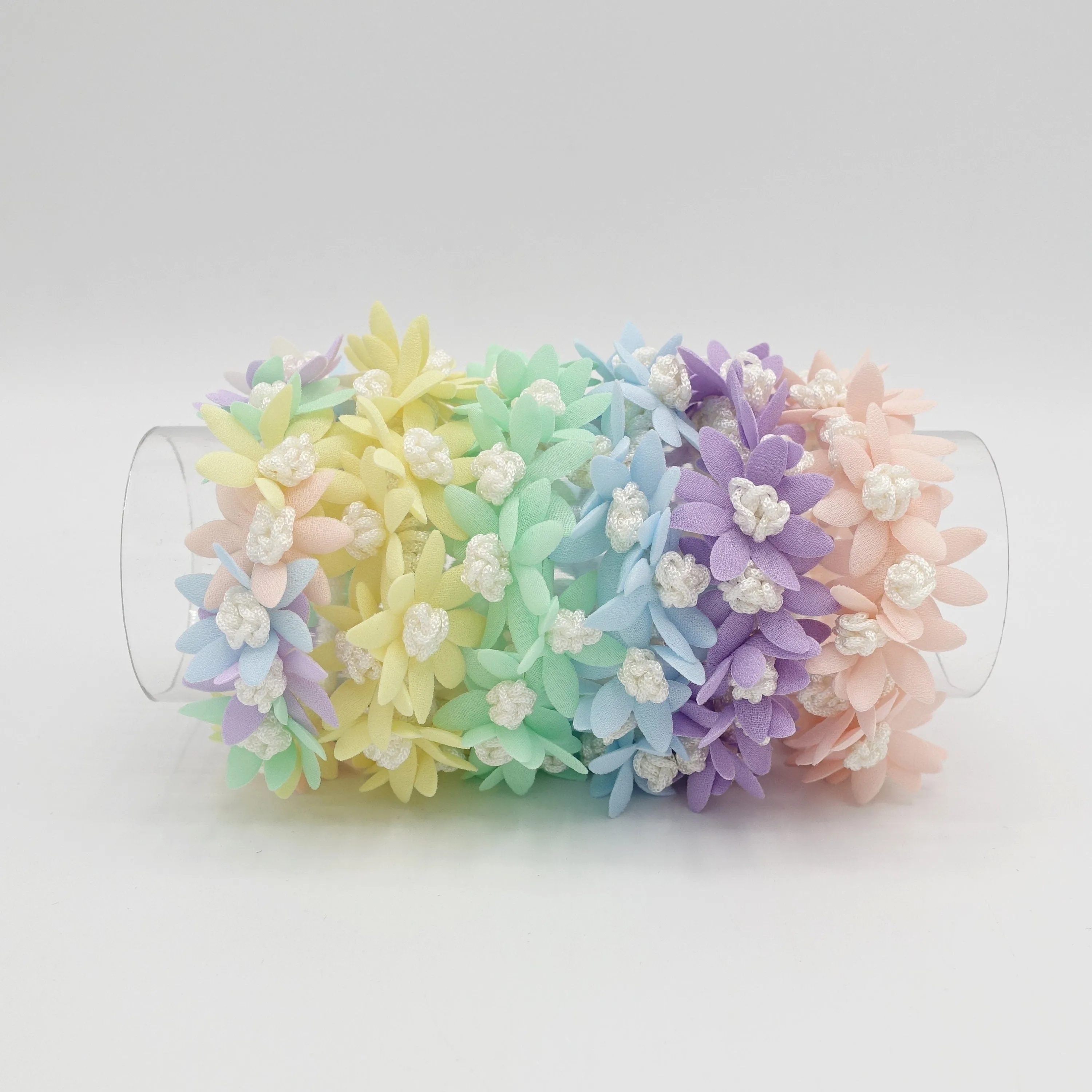pastel flower petal scrunchies hair elastic scurnchie for women