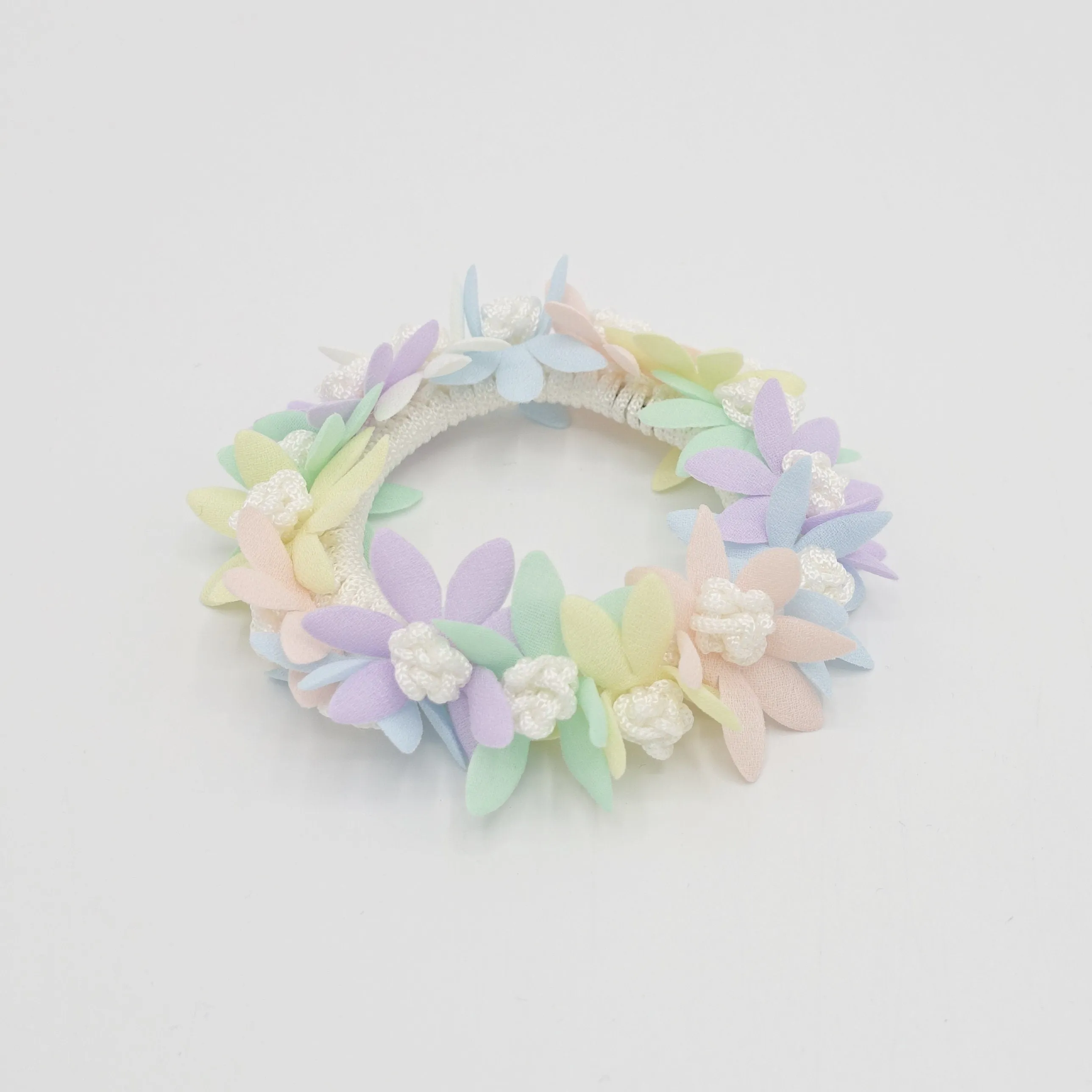 pastel flower petal scrunchies hair elastic scurnchie for women