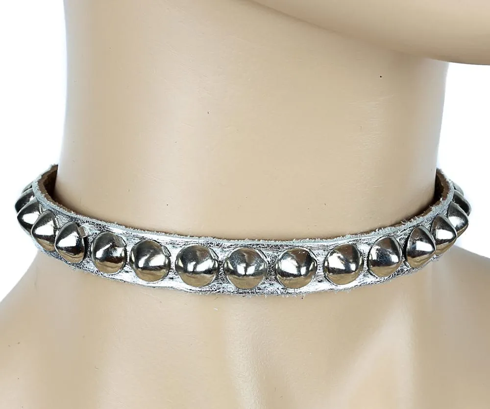 Patent Leather Choker WithConical Studs