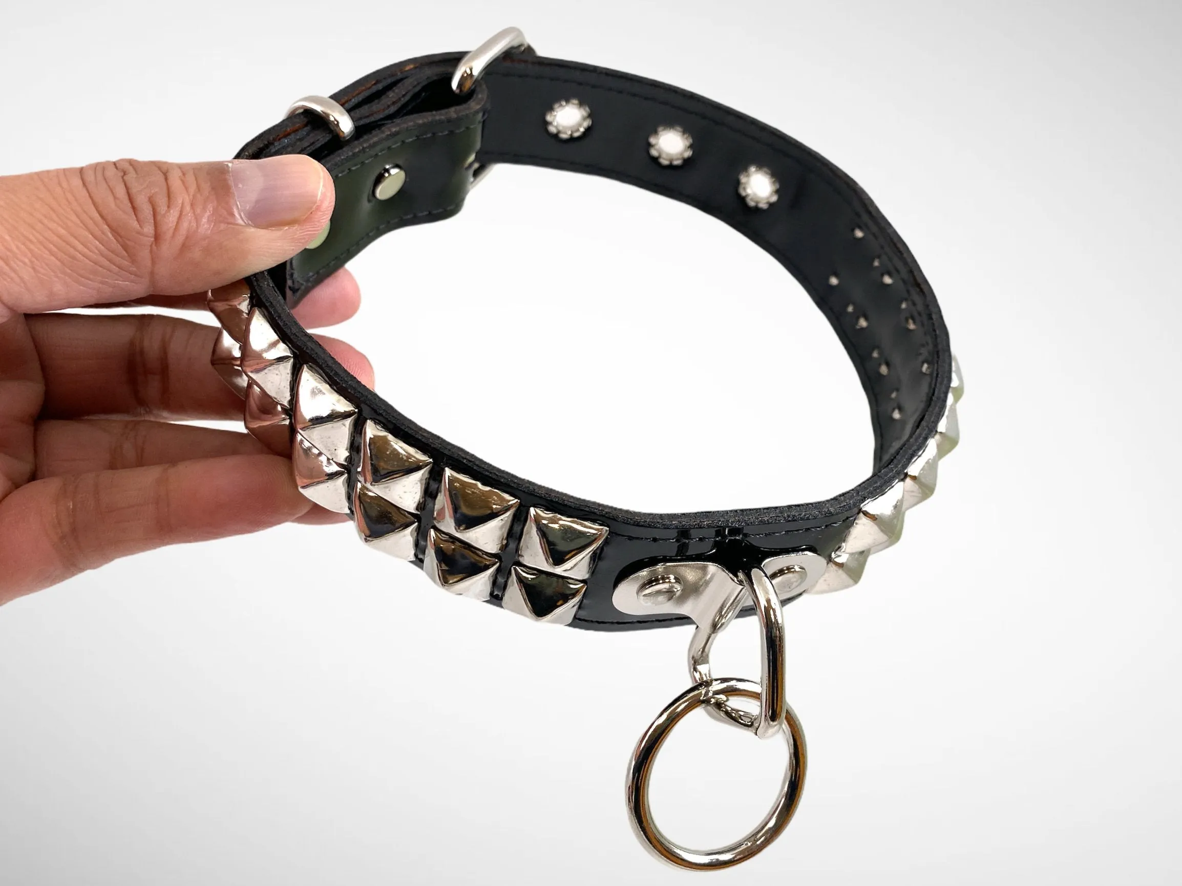 Patent Leather Studded Bondage Collar