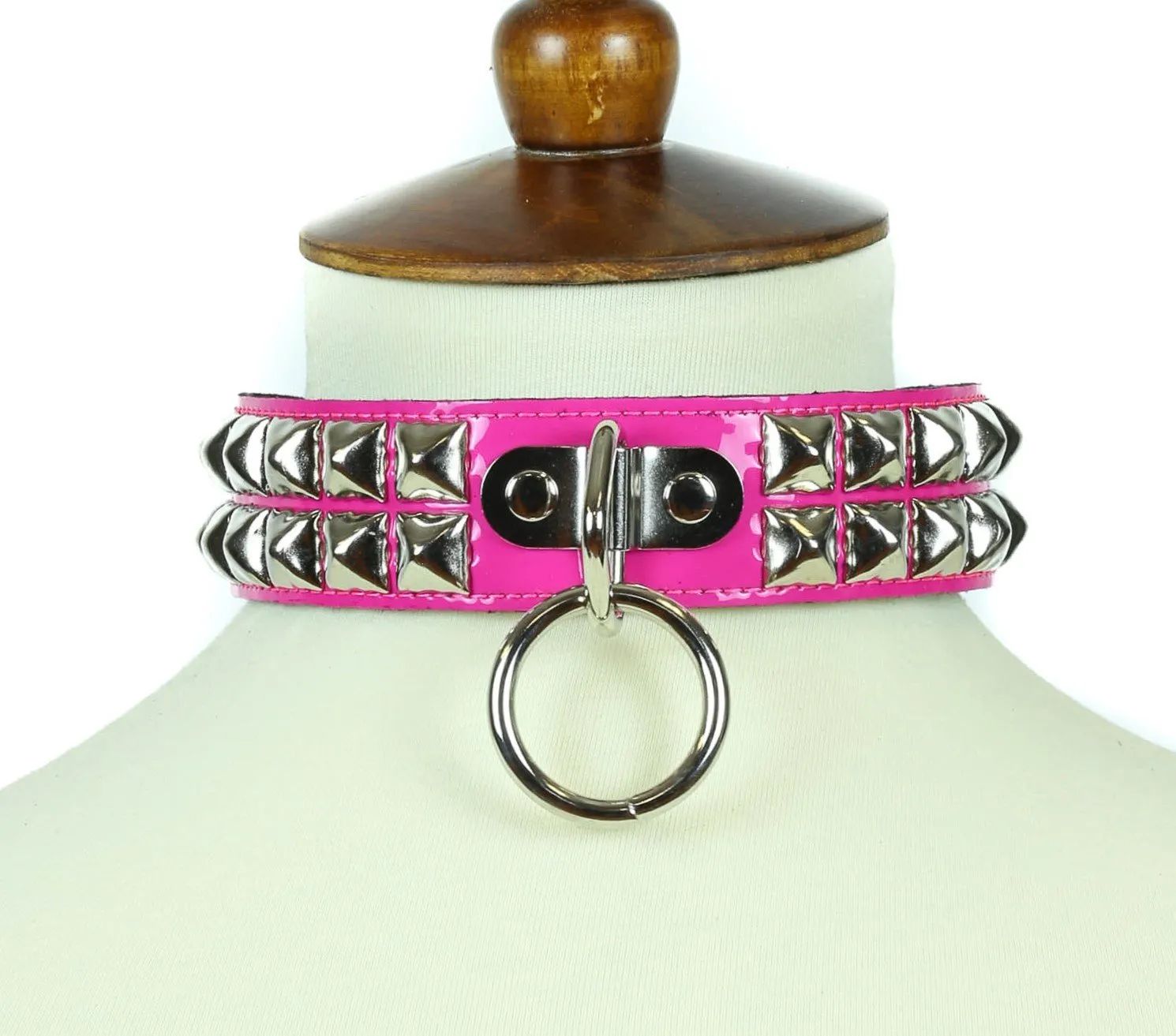 Patent Leather Studded Bondage Collar