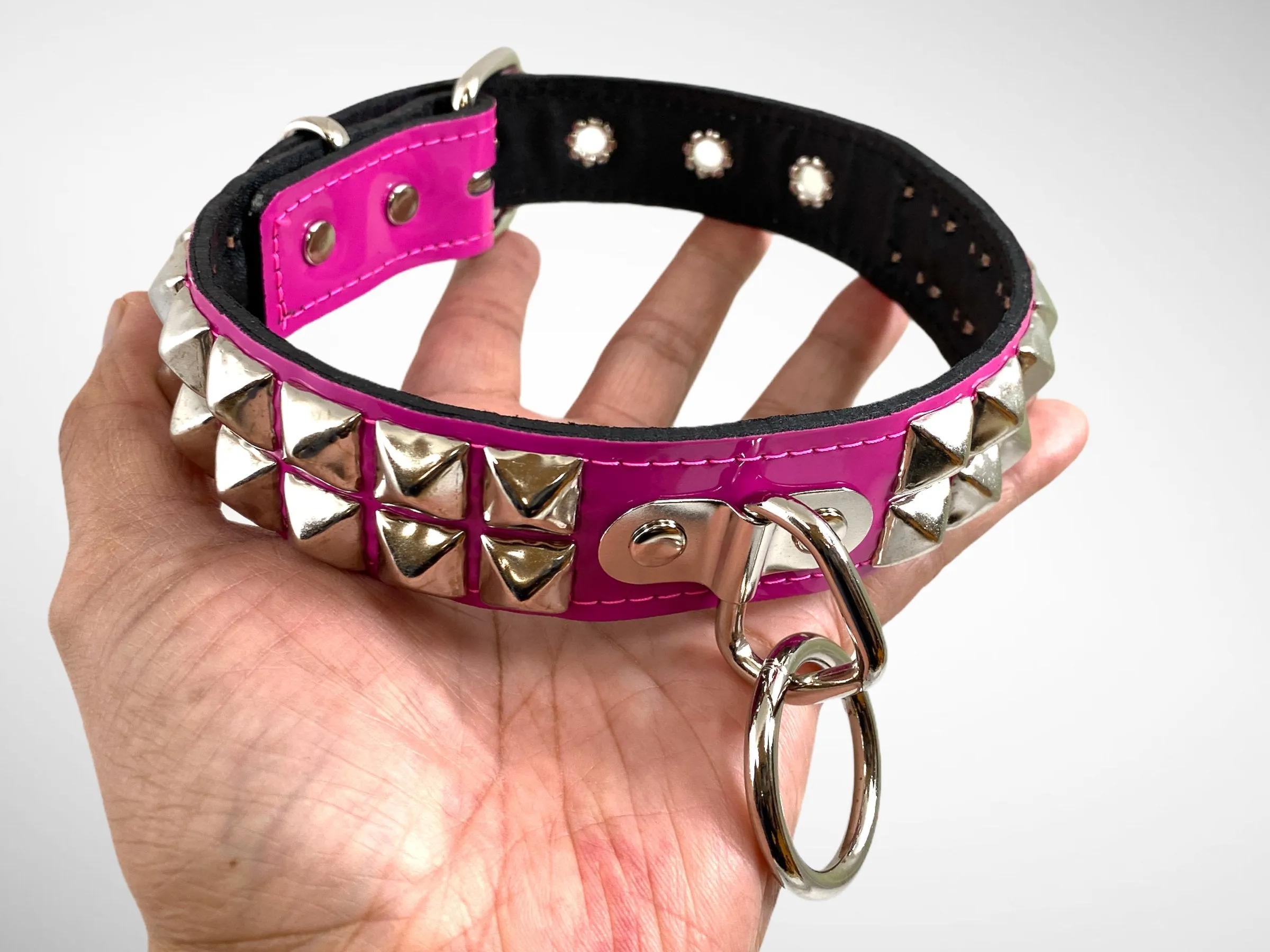 Patent Leather Studded Bondage Collar