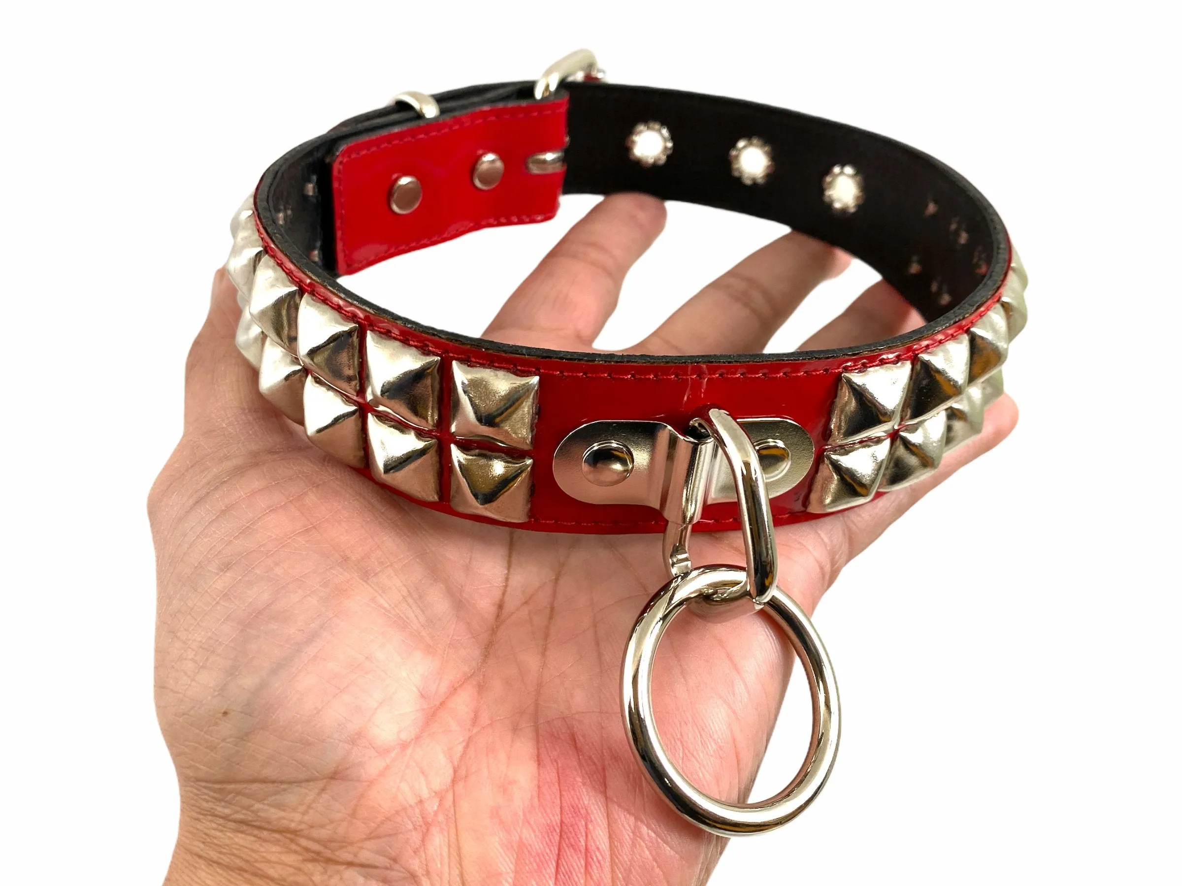 Patent Leather Studded Bondage Collar