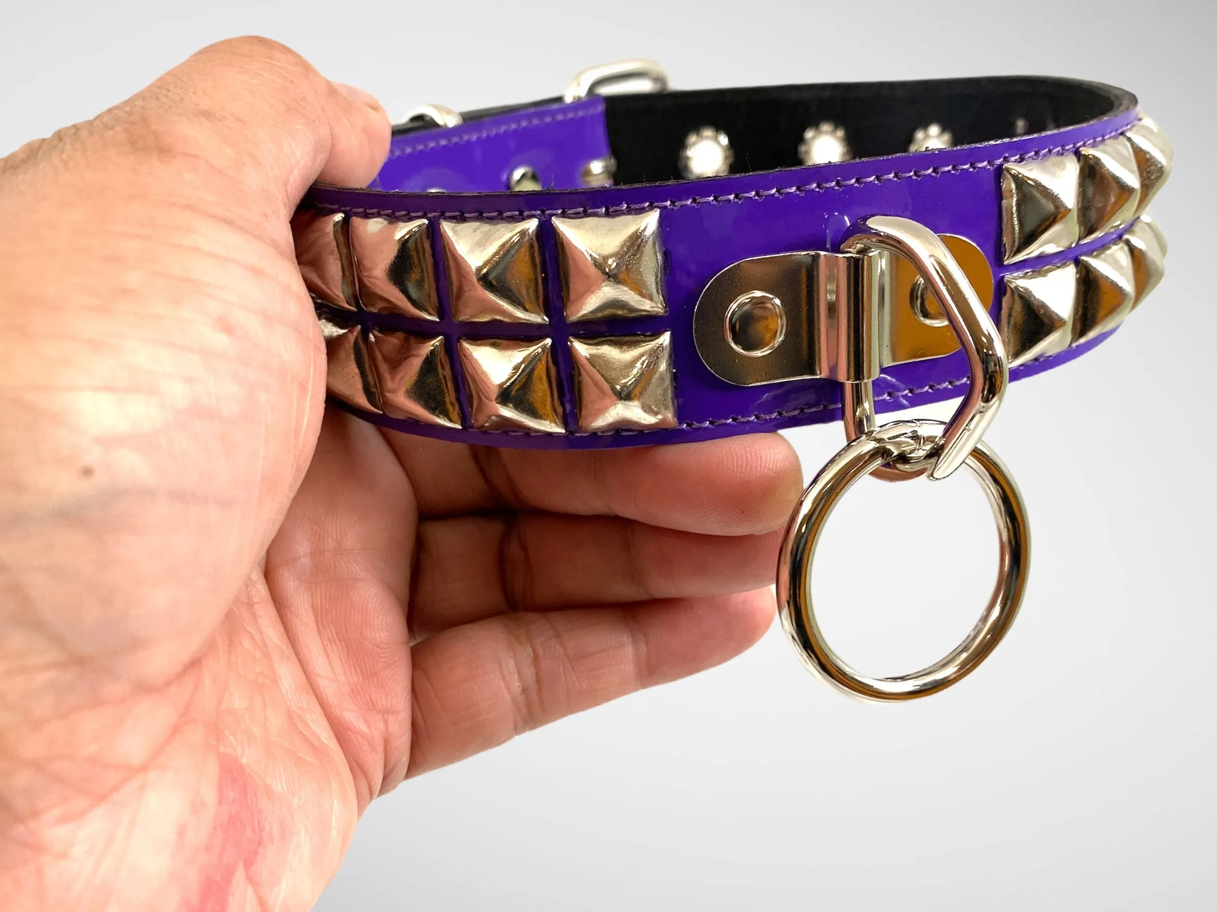 Patent Leather Studded Bondage Collar