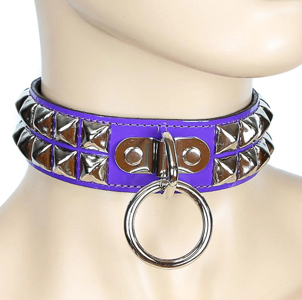 Patent Leather Studded Bondage Collar