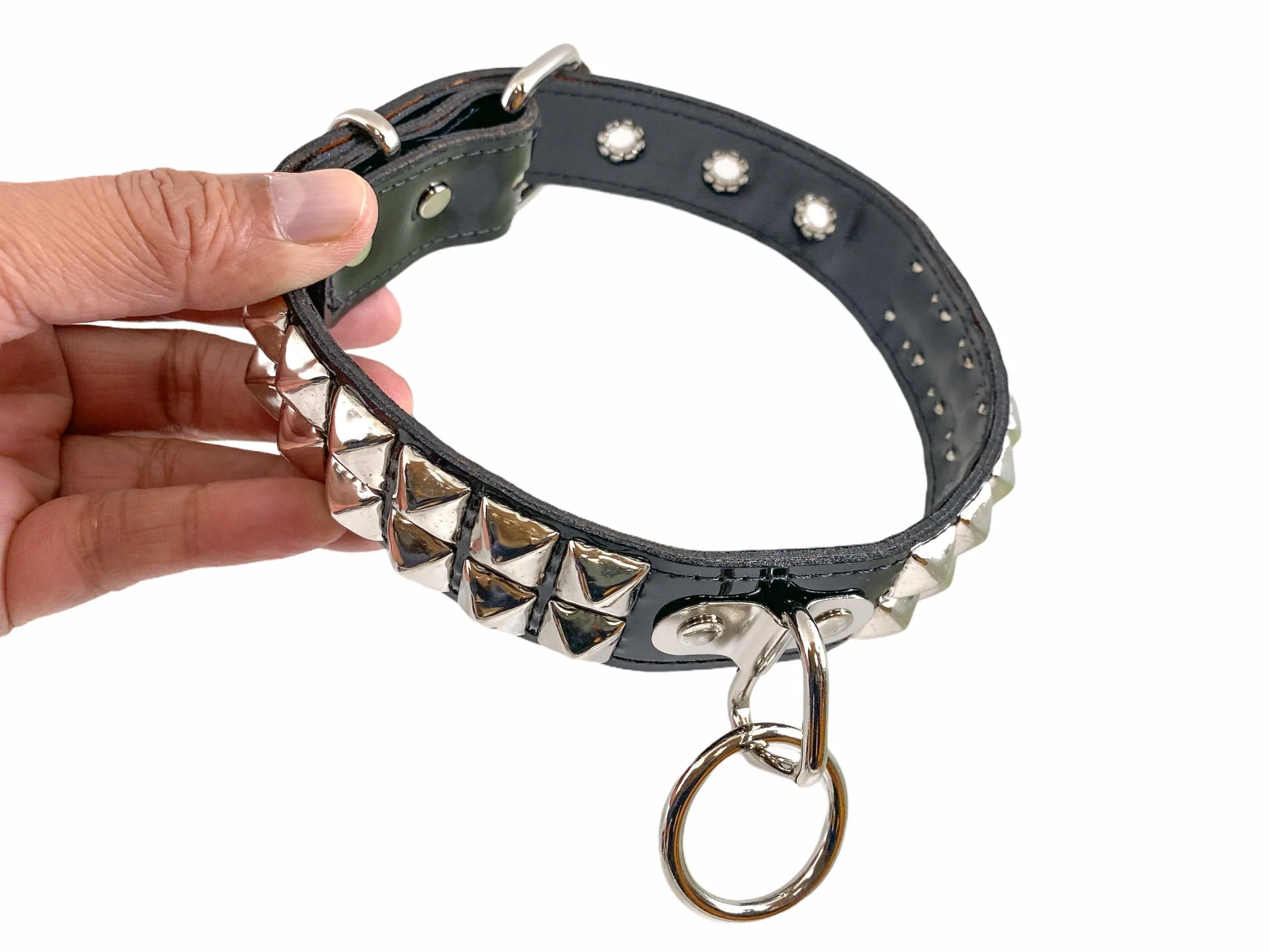 Patent Leather Studded Bondage Collar