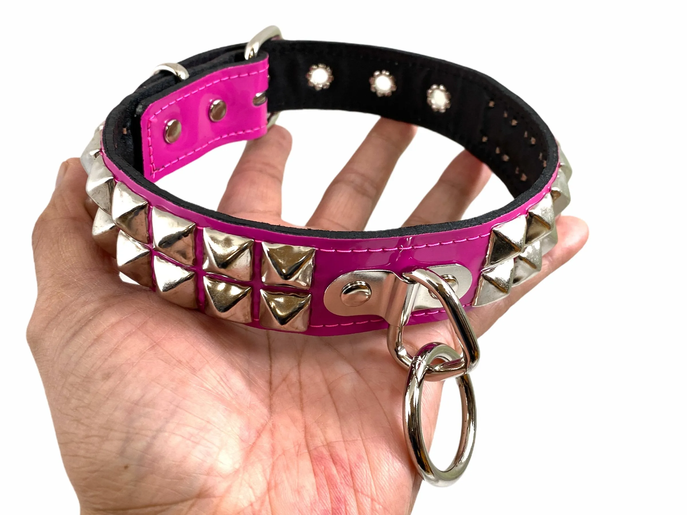 Patent Leather Studded Bondage Collar