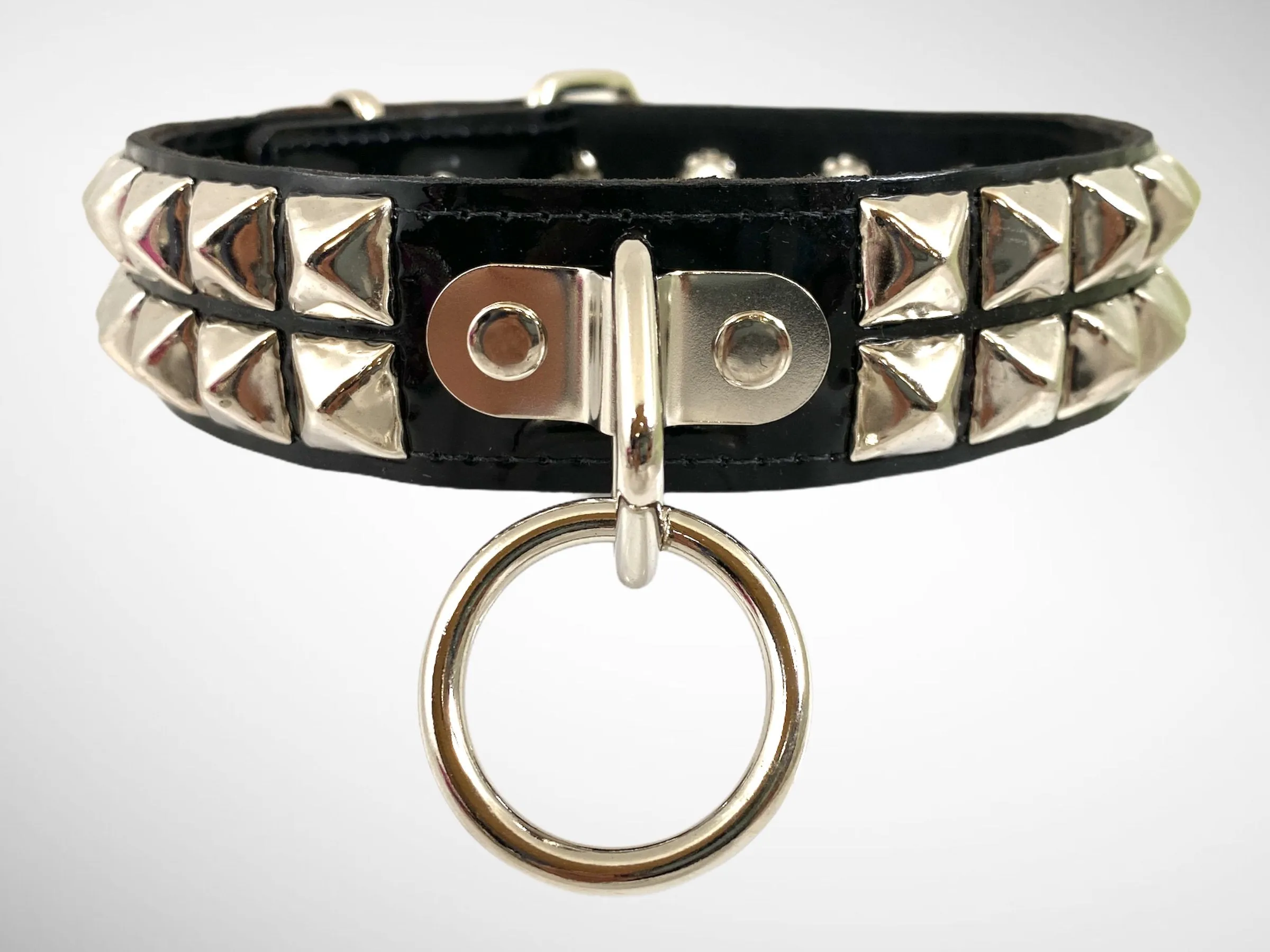 Patent Leather Studded Bondage Collar