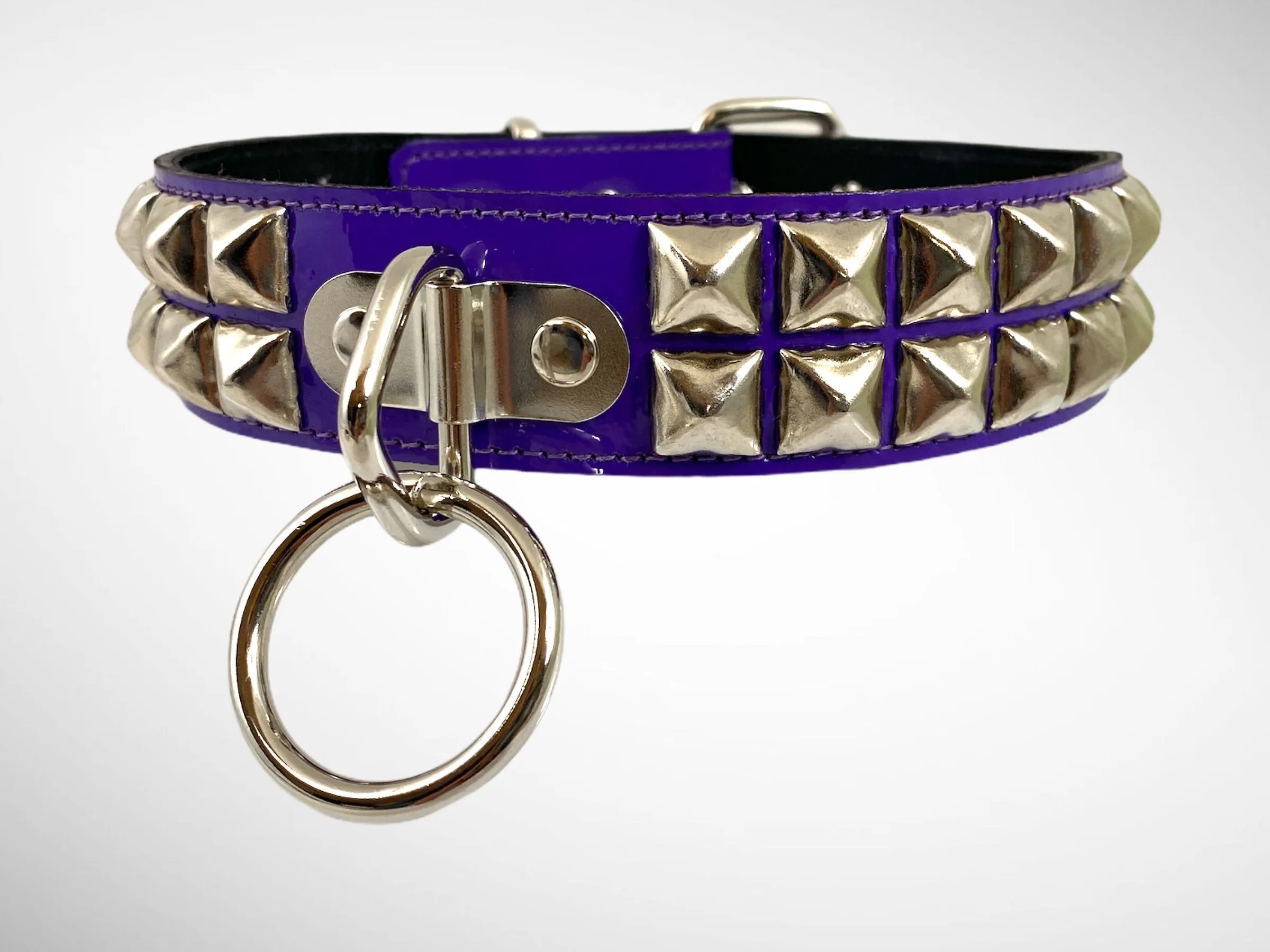 Patent Leather Studded Bondage Collar