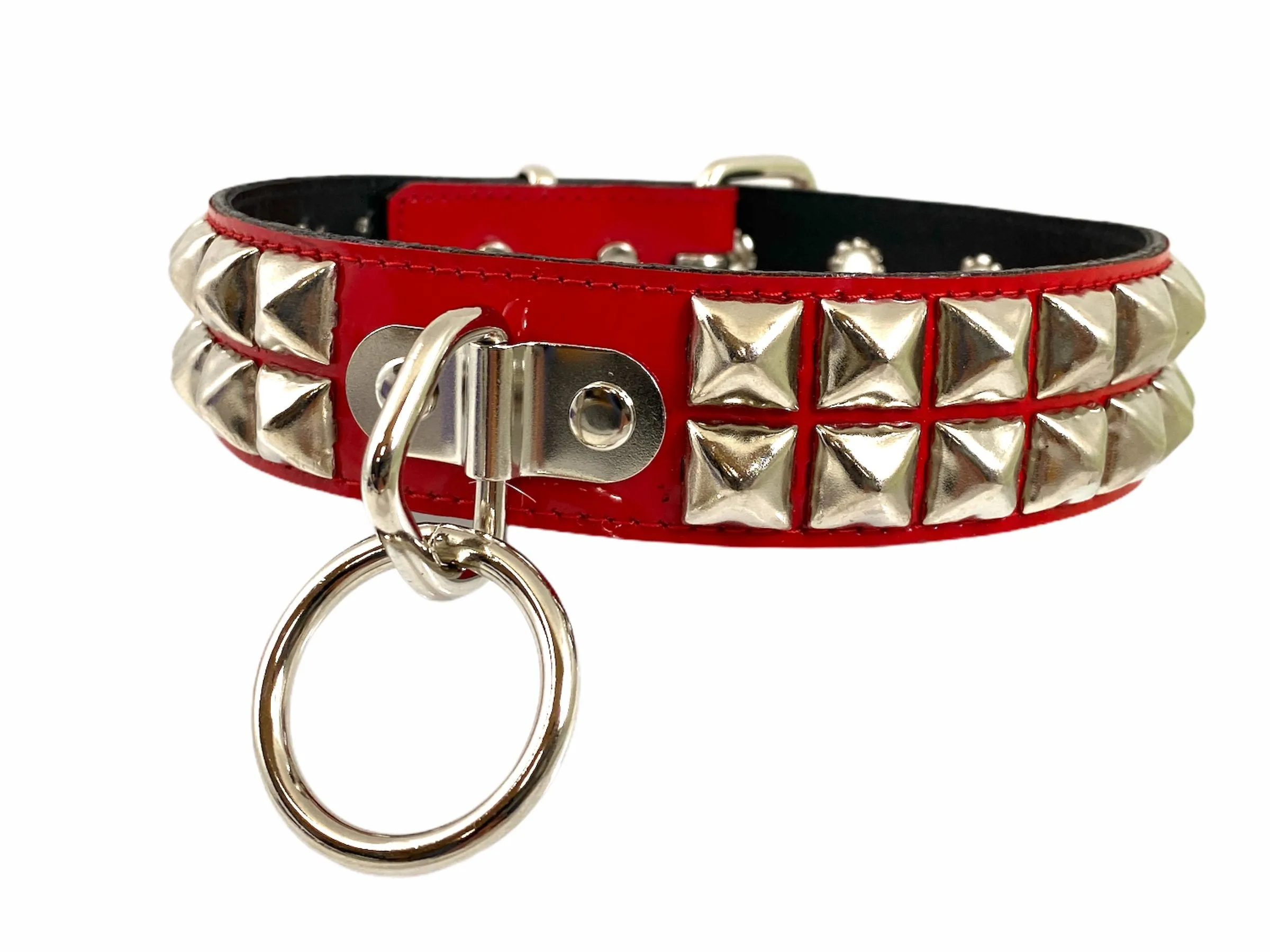 Patent Leather Studded Bondage Collar