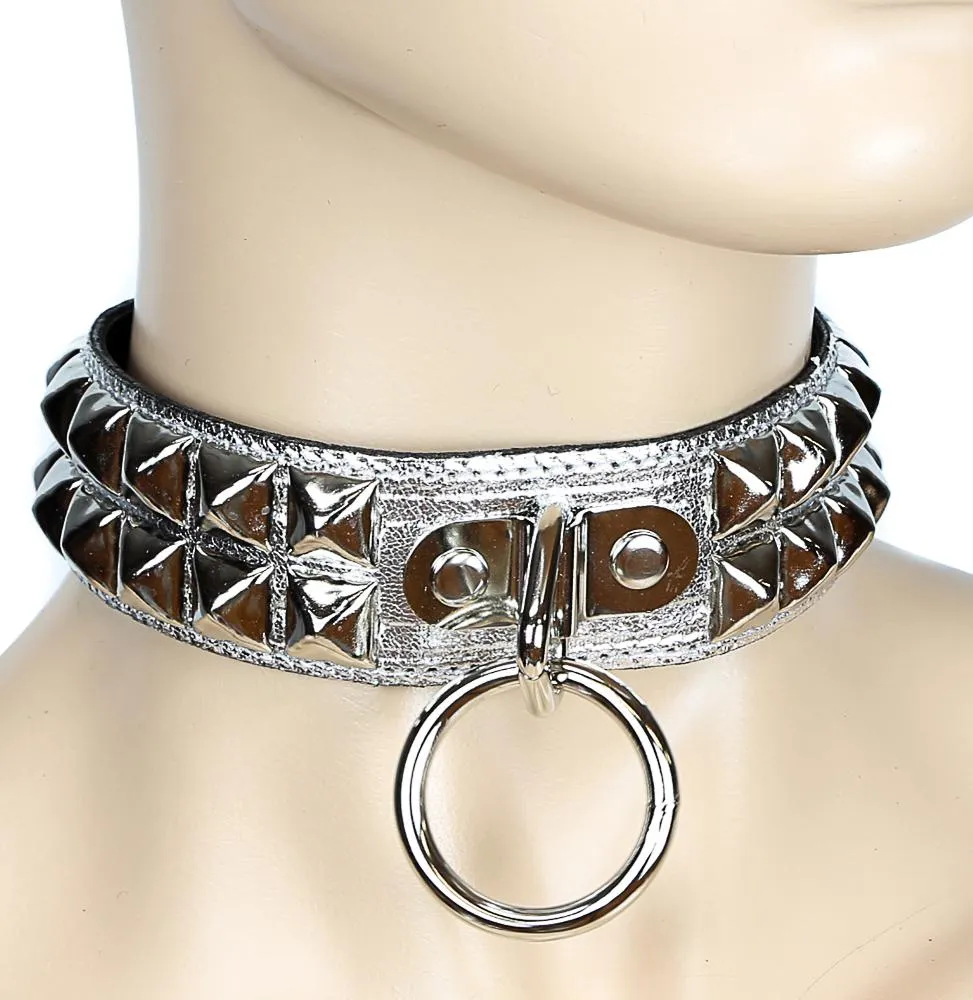 Patent Leather Studded Bondage Collar