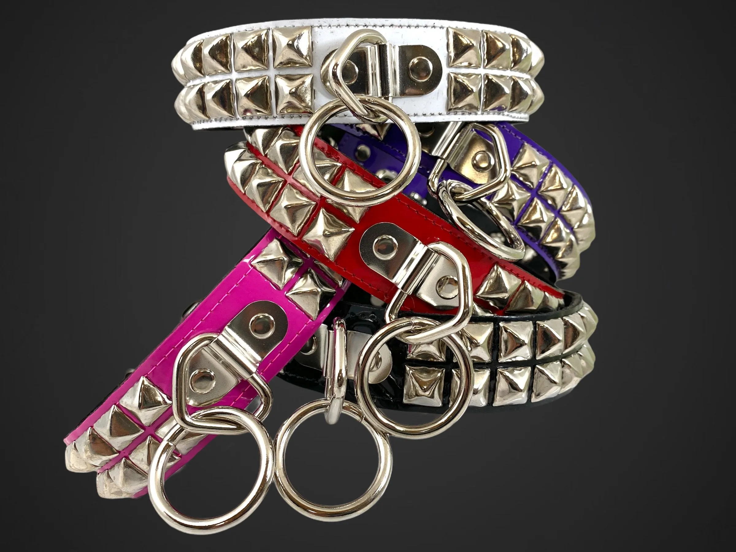 Patent Leather Studded Bondage Collar