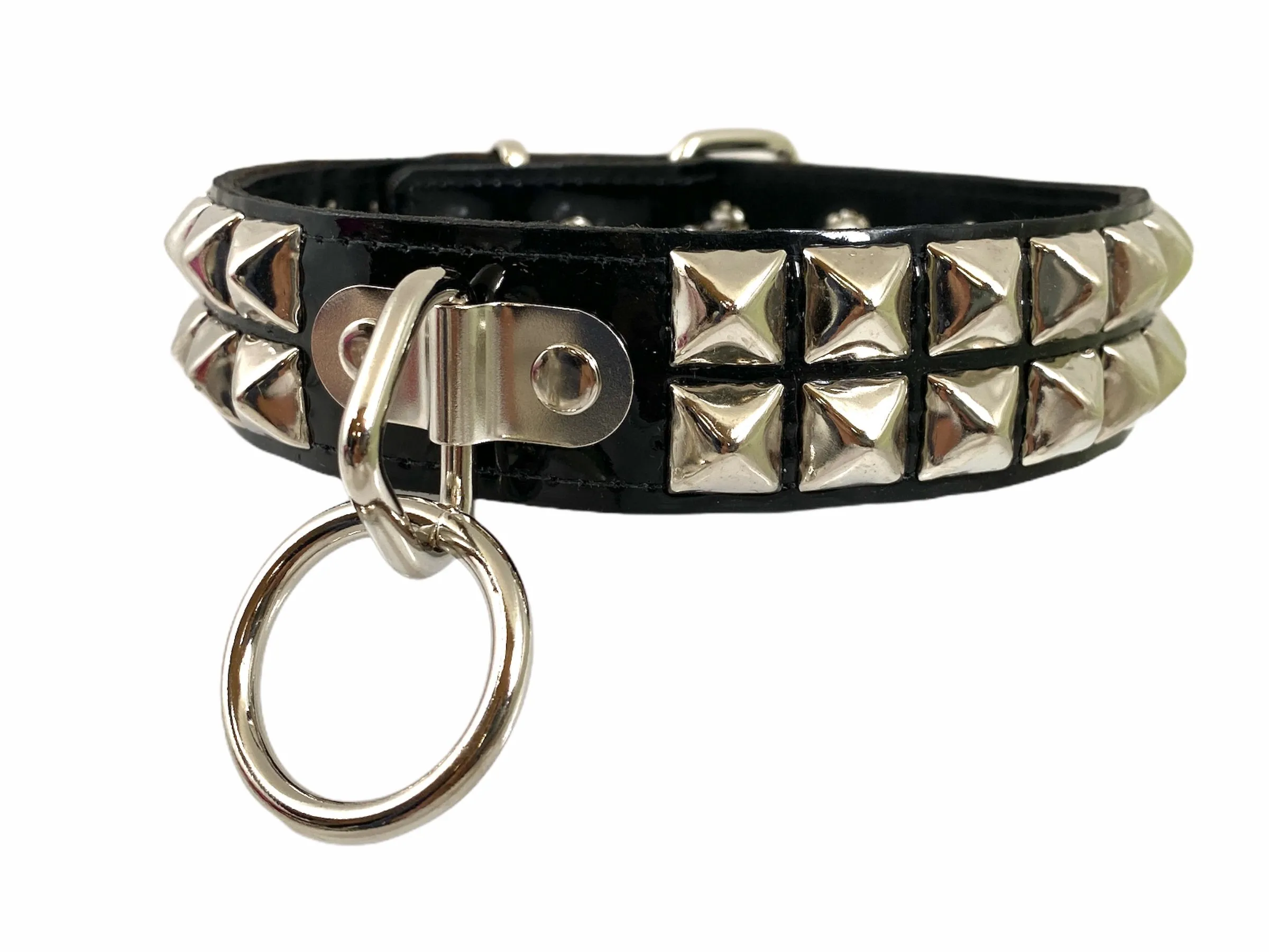 Patent Leather Studded Bondage Collar