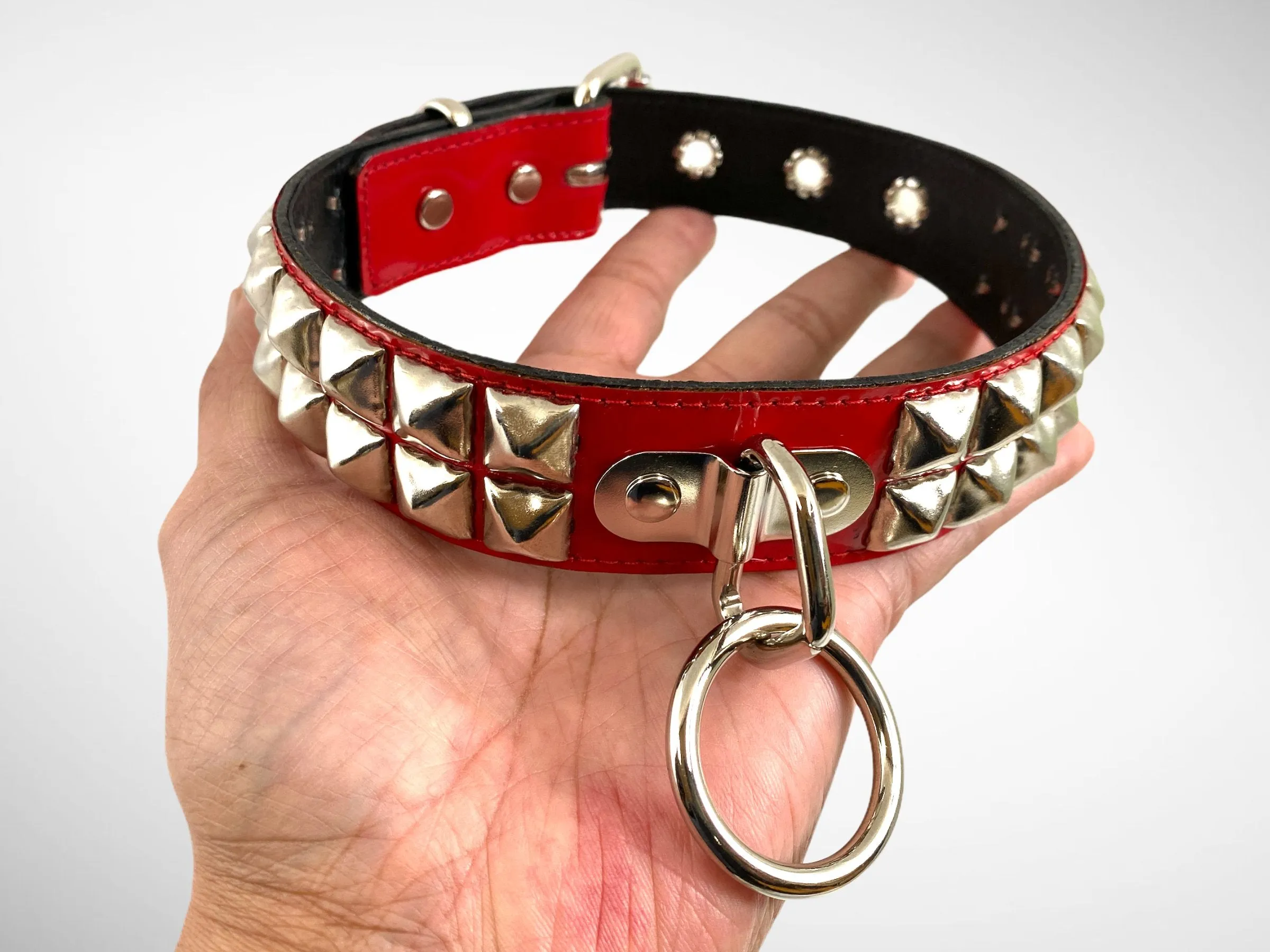Patent Leather Studded Bondage Collar